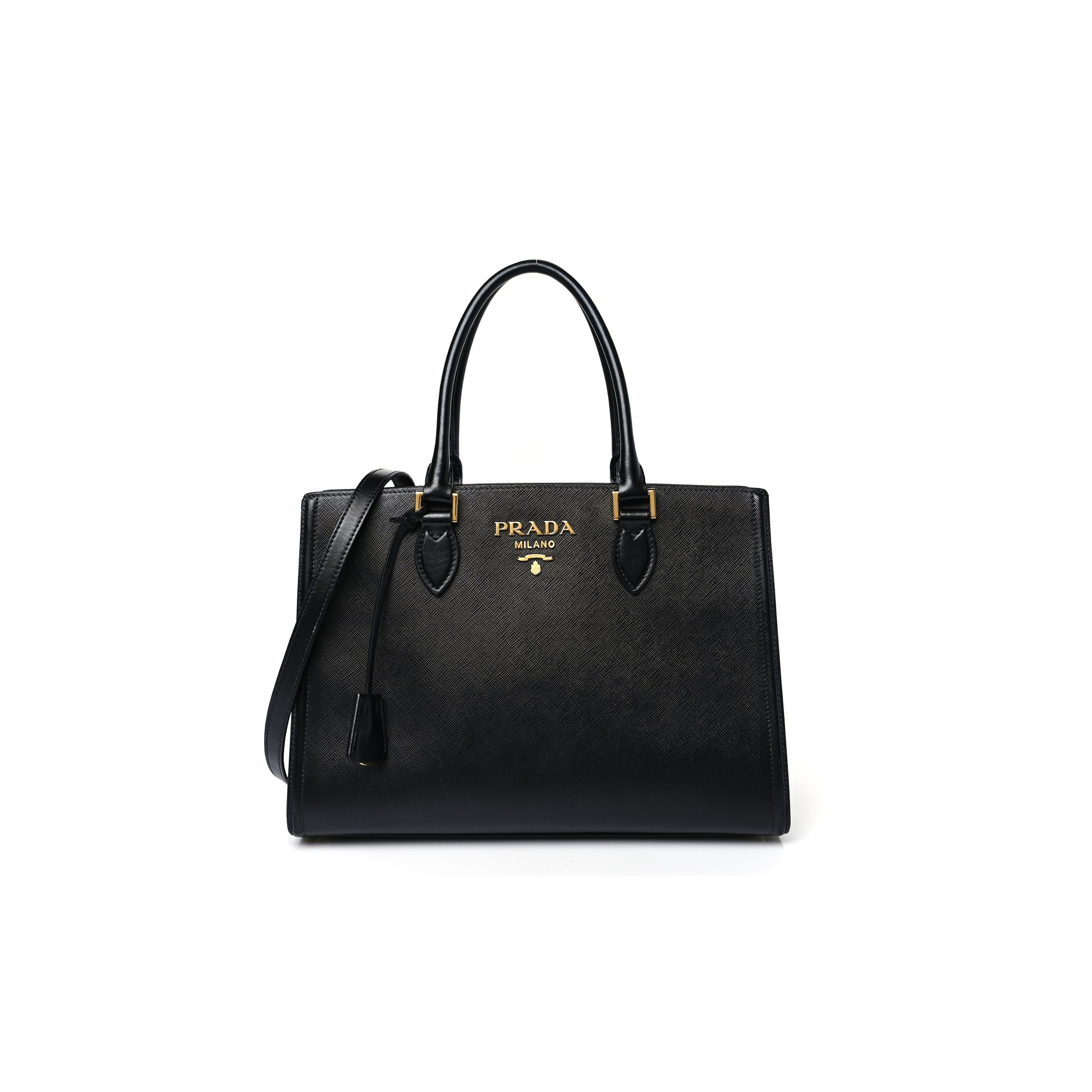Pra*a saffiano soft calfskin tote black (26*22*10cm)