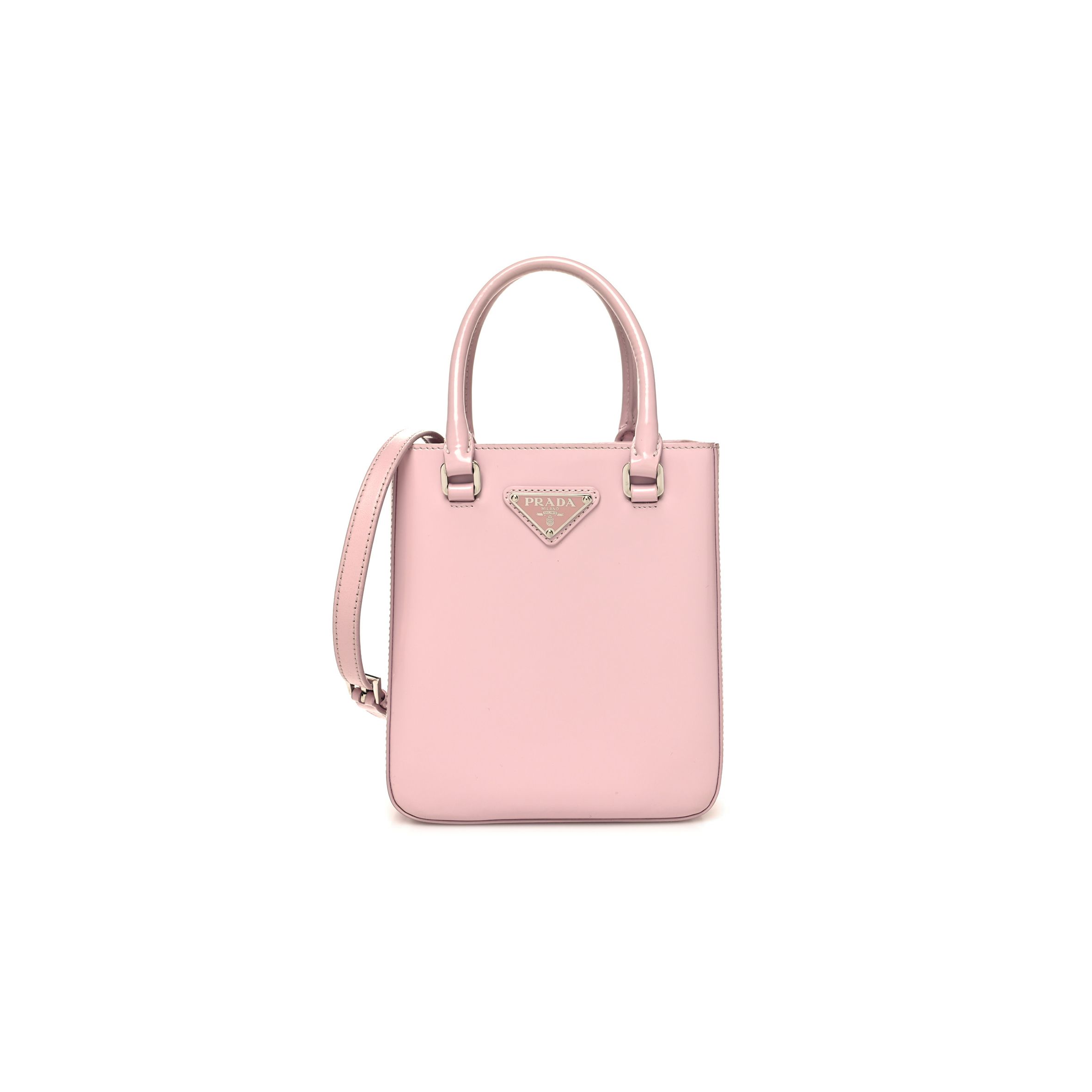 Pra*a brushed calfskin small tote alabastro (18*16*5cm)