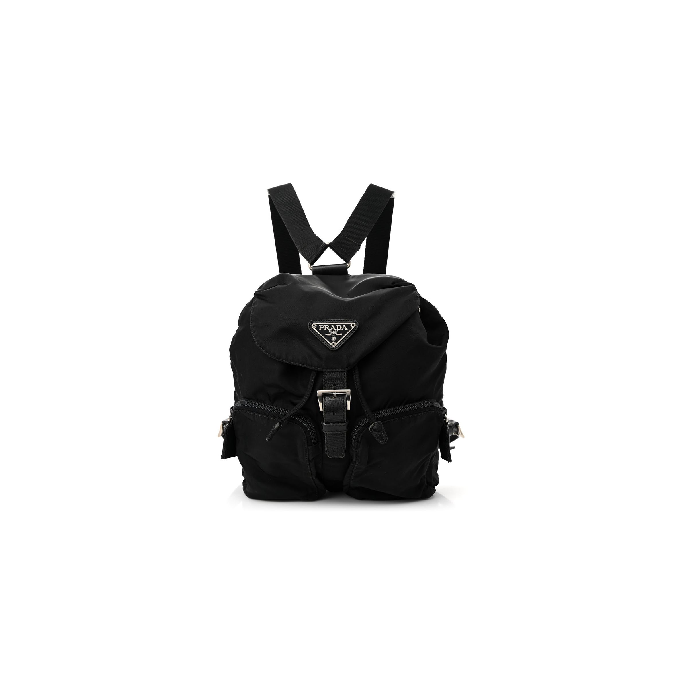 Pra*a tessuto nylon saffiano small backpack black (29*23*10cm)