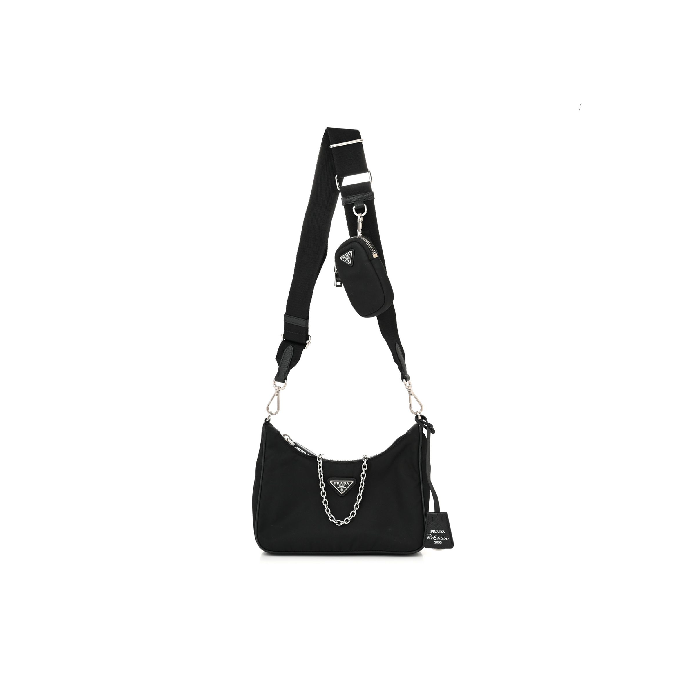 Pra*a nylon re-edition 2005 shoulder bag black (22*18*6cm)
