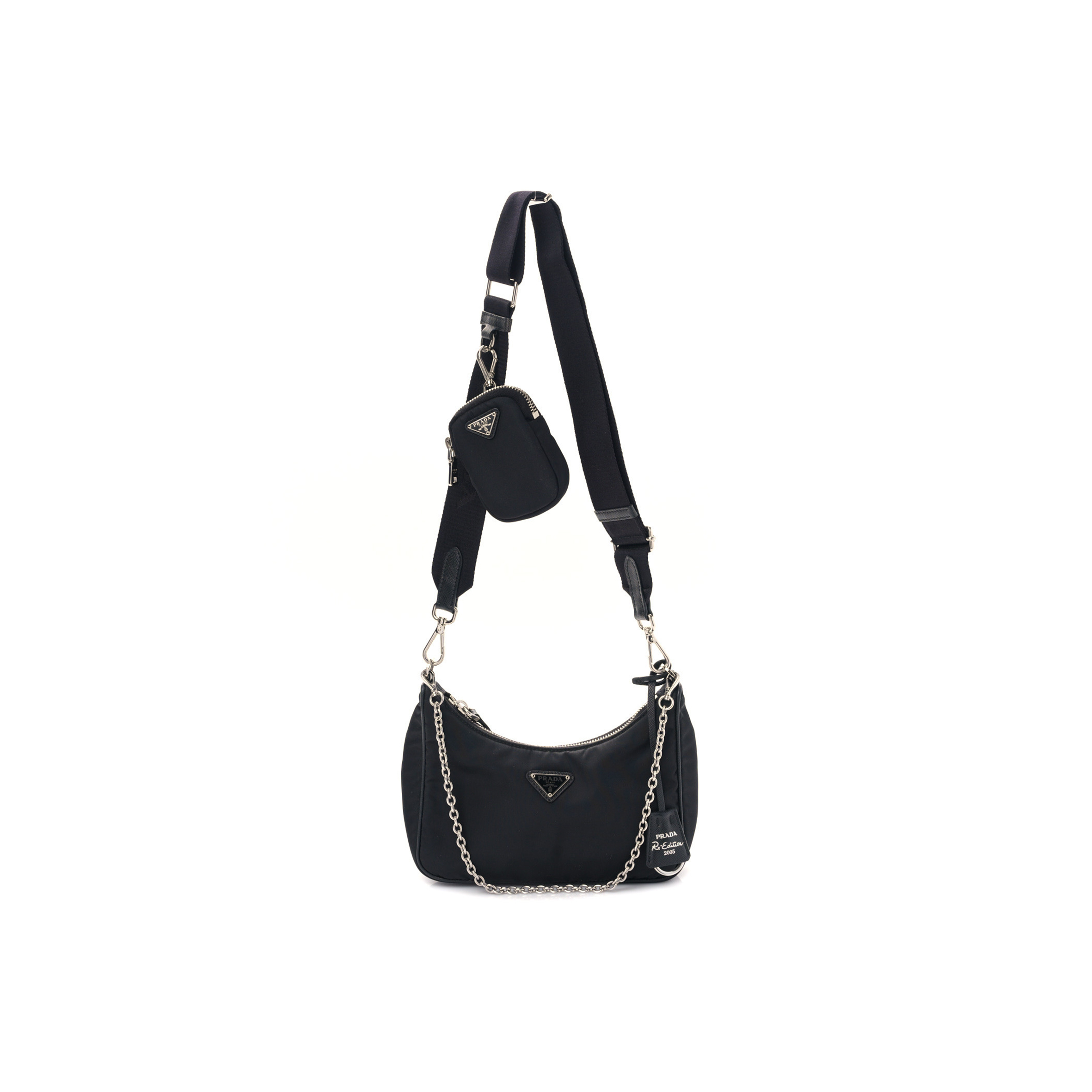Pra*a nylon re-edition 2005 shoulder bag black (22*18*6cm)