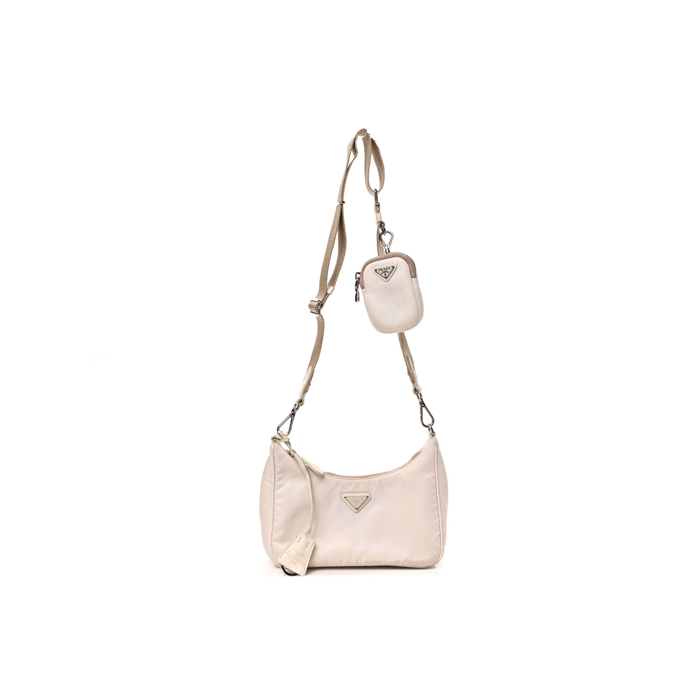 Pra*a nylon re-edition 2005 shoulder bag white (22*13*8cm)
