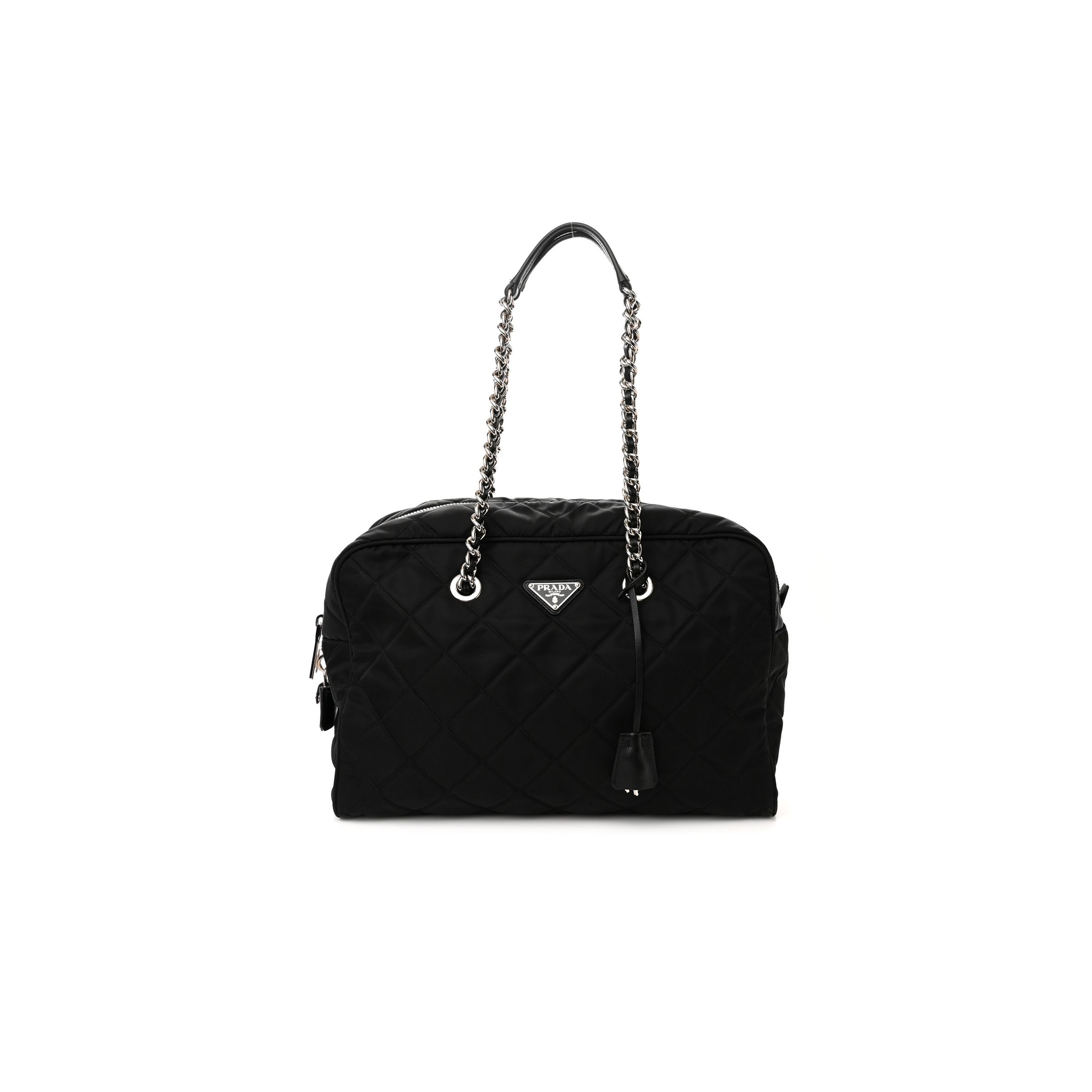 Pra*a nylon tessuto impuntu quilted shoulder bag black (36*25*14cm)