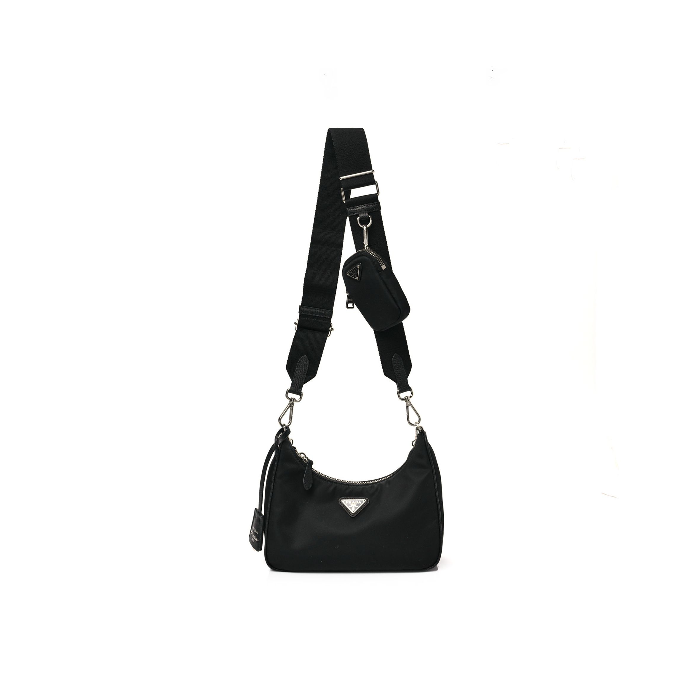 Pra*a nylon re-edition 2005 shoulder bag black (22*11*6cm)