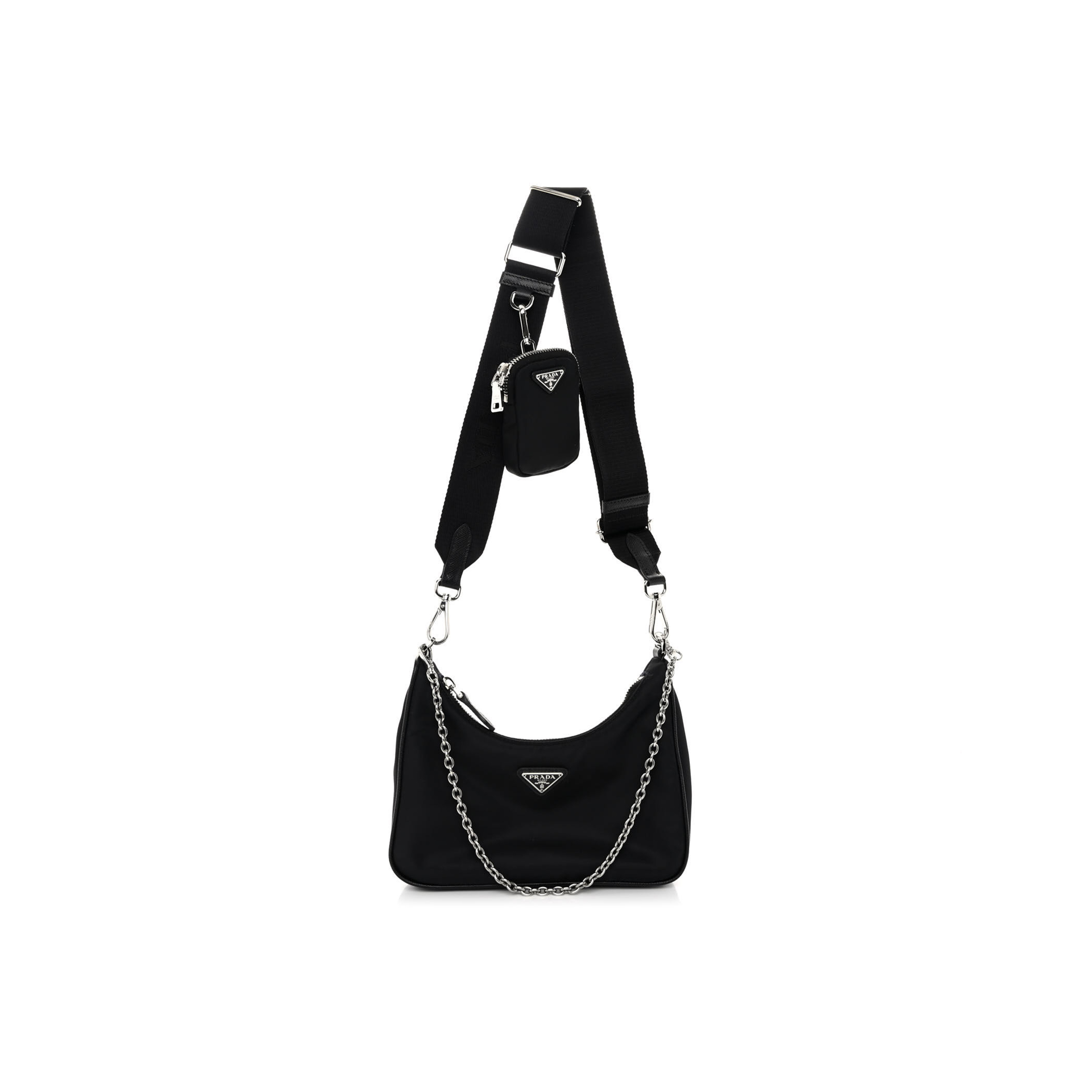 Pra*a nylon re-edition 2005 shoulder bag black (23*14*8cm)