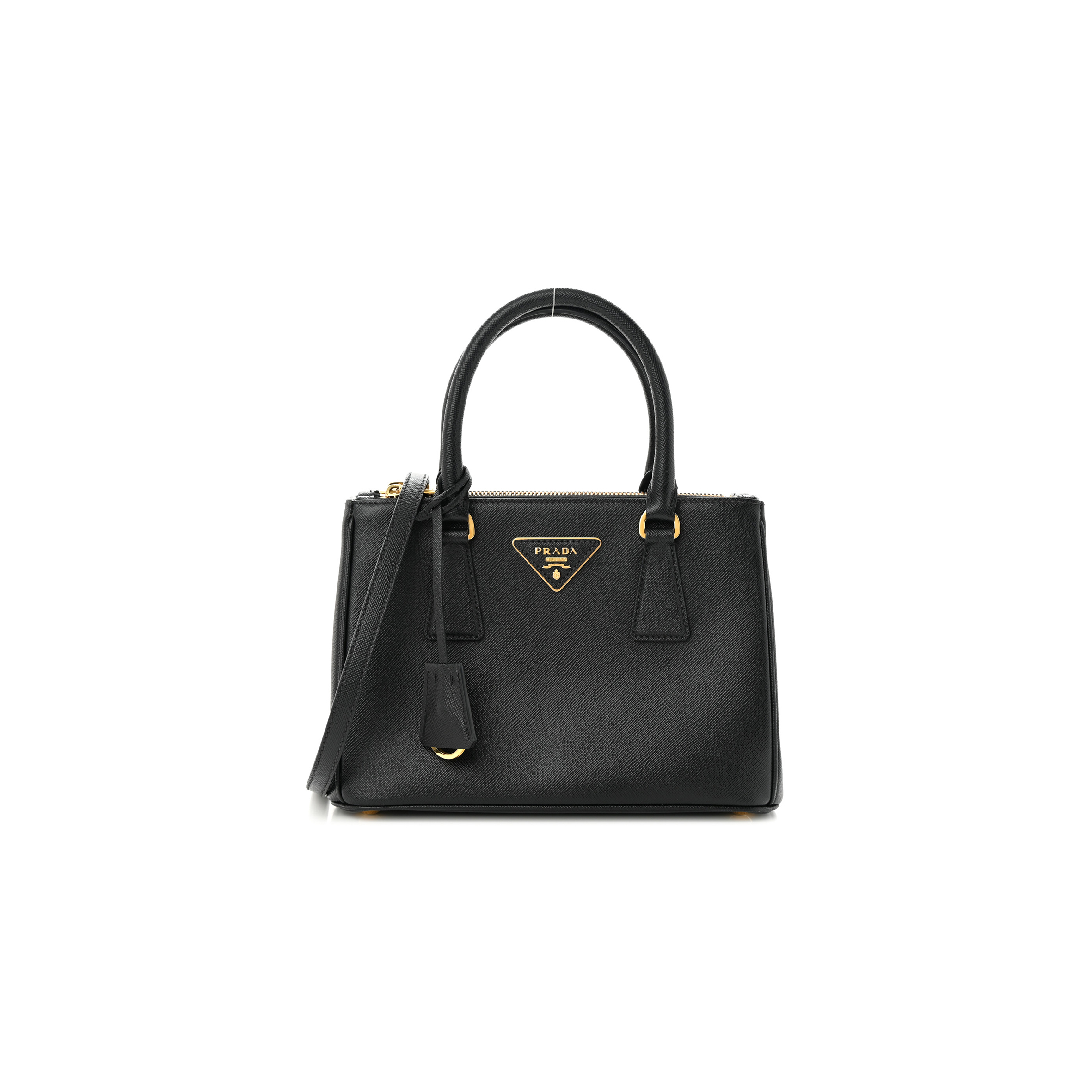 Pra*a saffiano mini galleria double zip tote black (24*17*11cm)