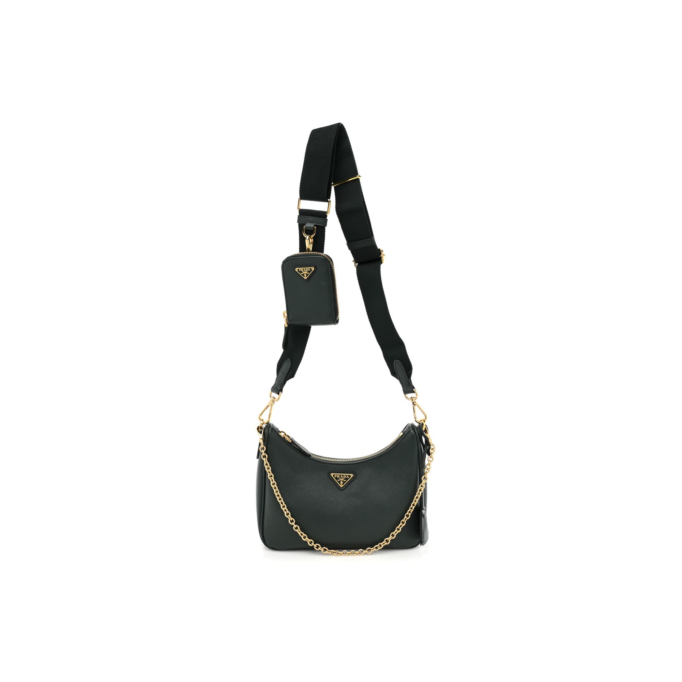 Pra*a saffiano re-edition 2005 shoulder bag smeraldo (22*18*6cm)
