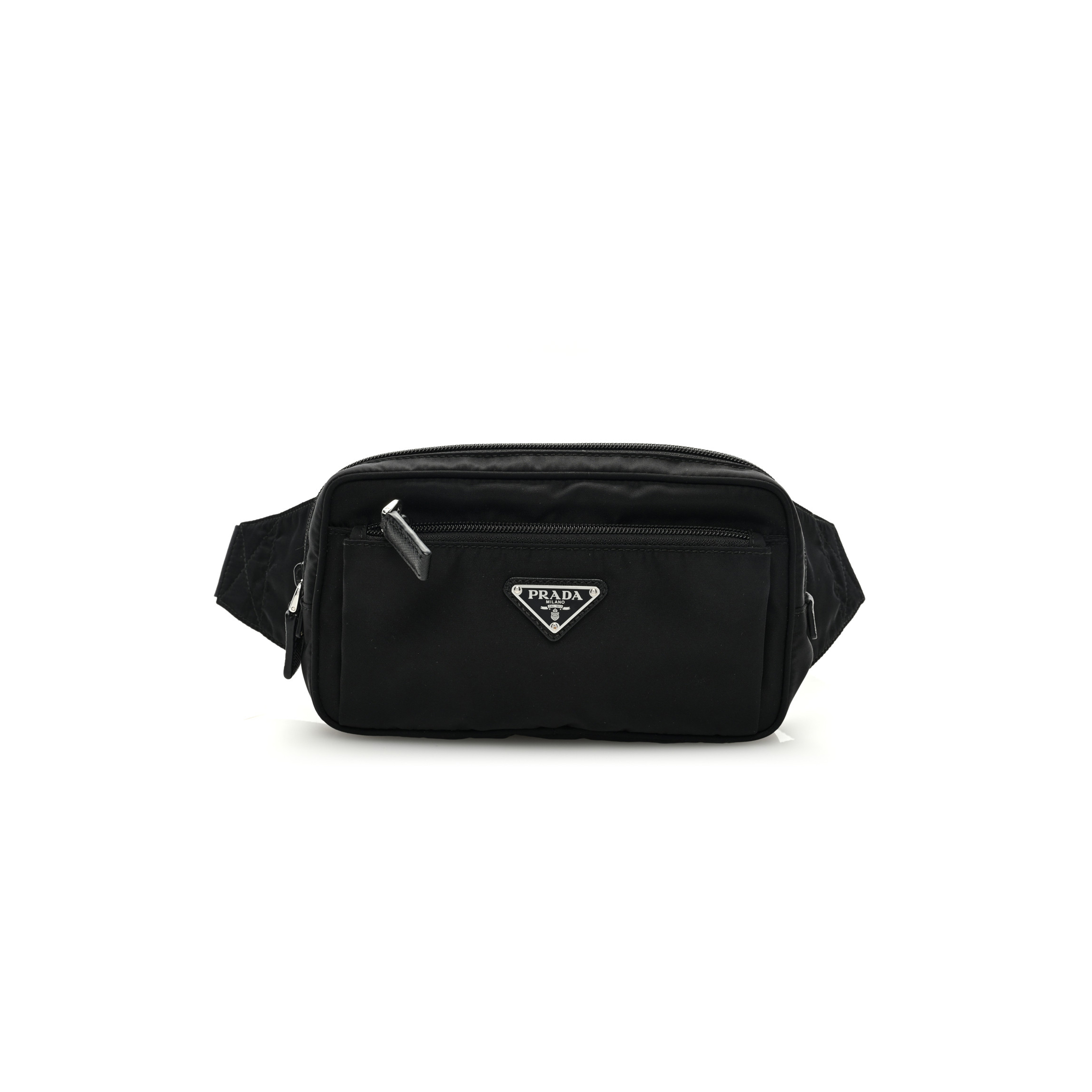 Pra*a re-nylon saffiano belt bag black (21*13*5cm)