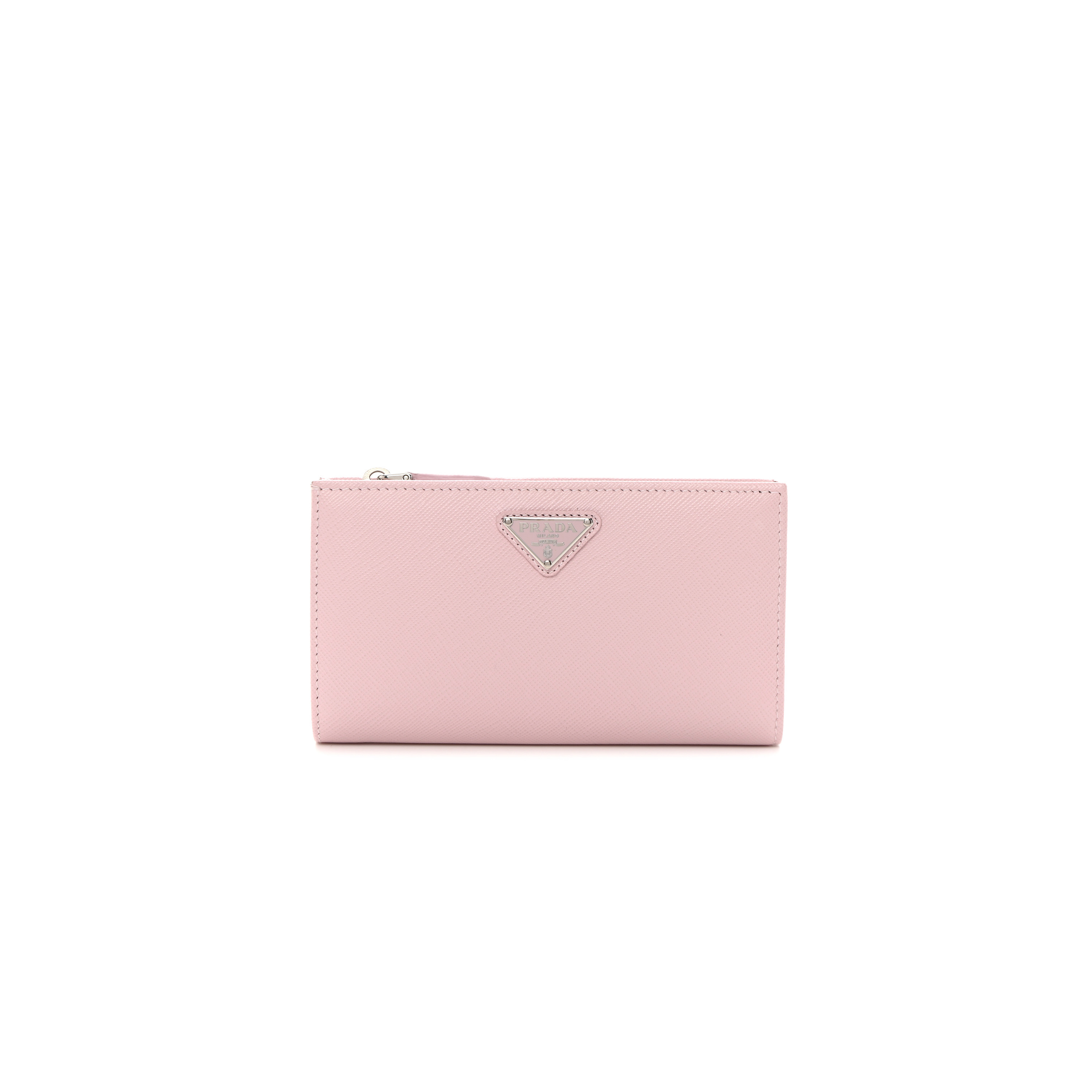 Pra*a saffiano triangle continental zip wallet alabaster (16*9*2cm)