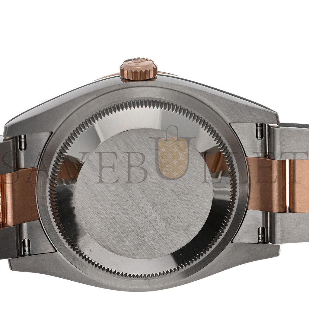 r*l*x stainless steel 18k everose gold Di*m*nd 36mm oyster perpetual datejust watch silver fluted 126231