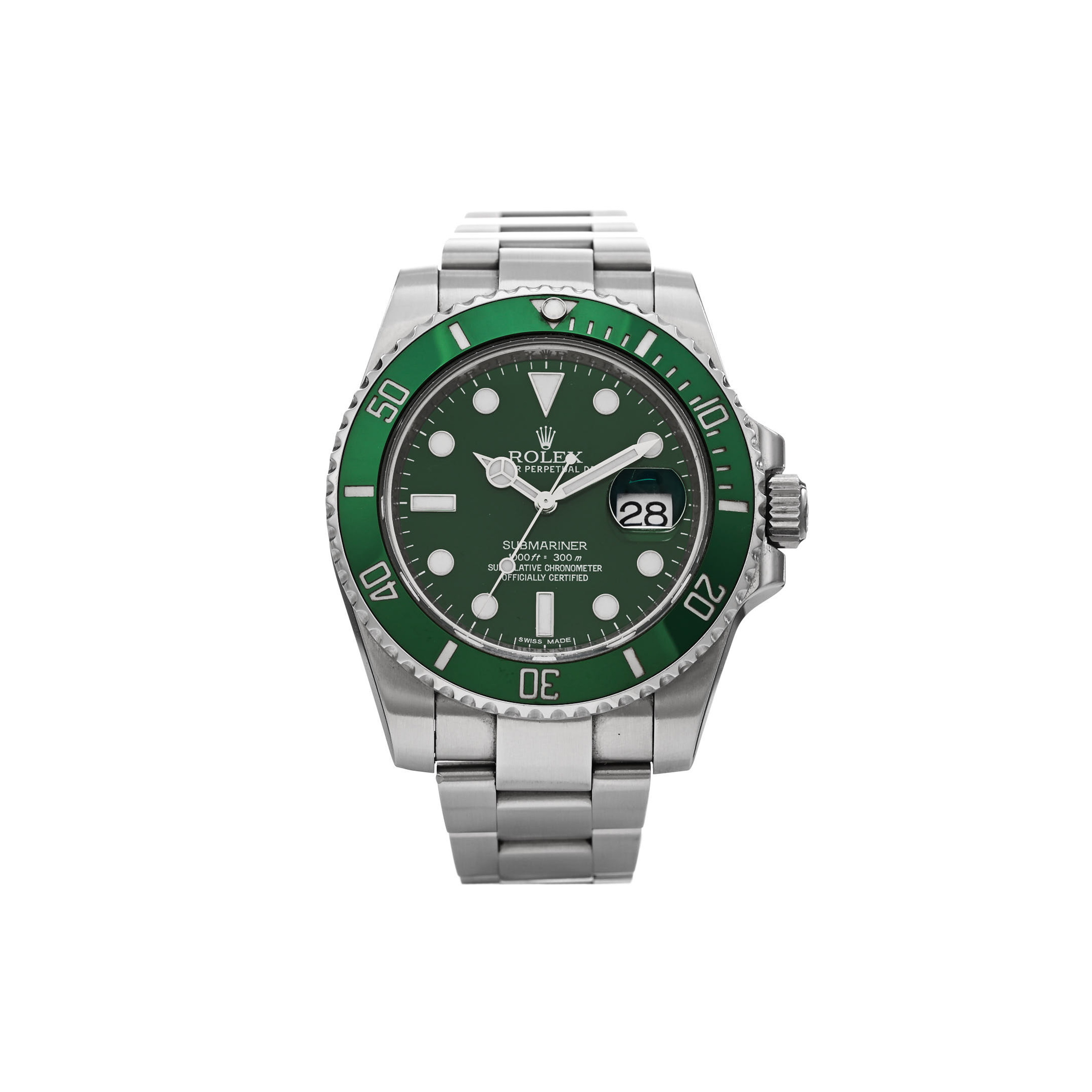 R*l*x stainless steel 40mm oyster perpetual submariner date &quot;hulk&quot; watch green 116610lv