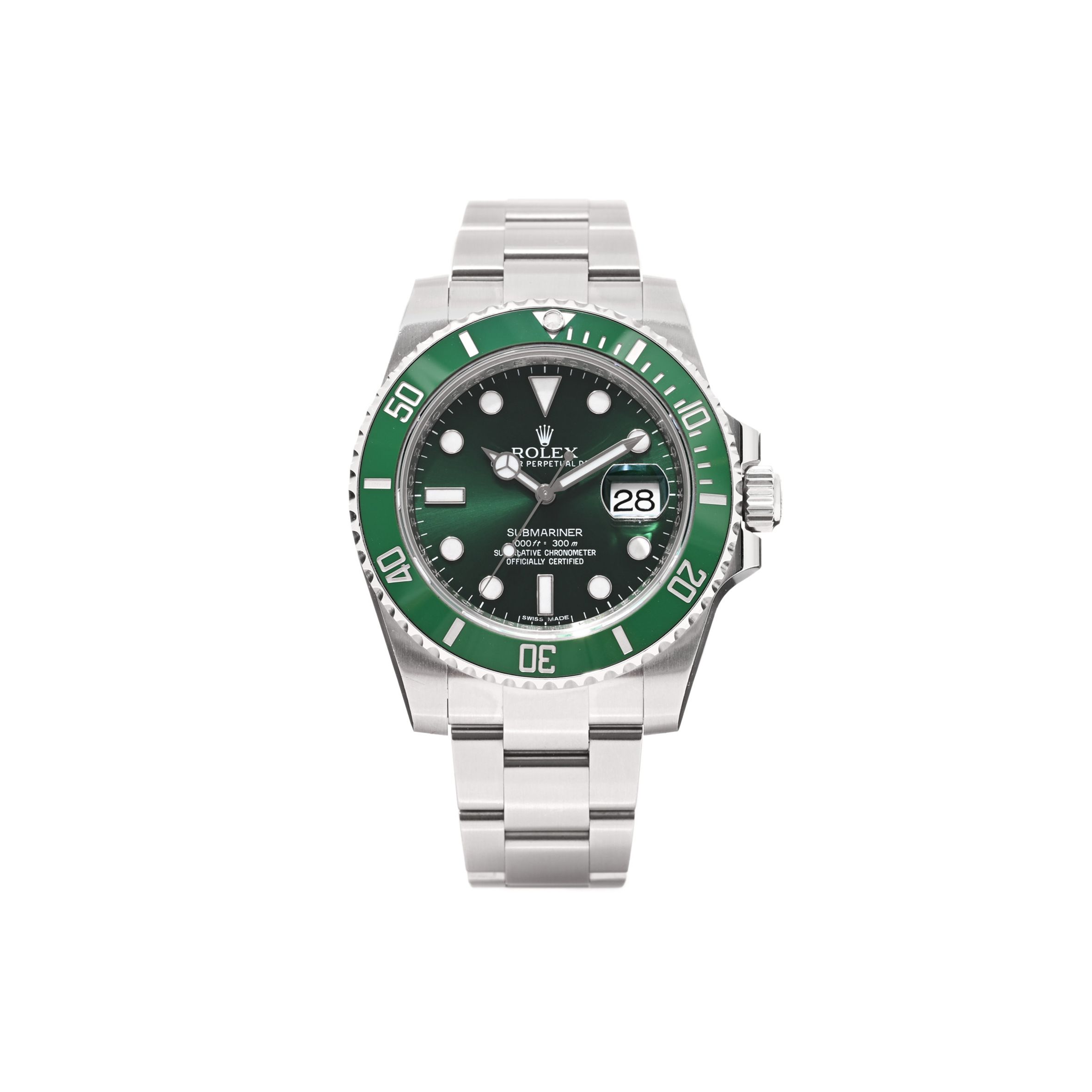 R*l*x R*l*x stainless steel 40mm oyster perpetual submariner date &quot;hulk&quot; watch green 116610lv