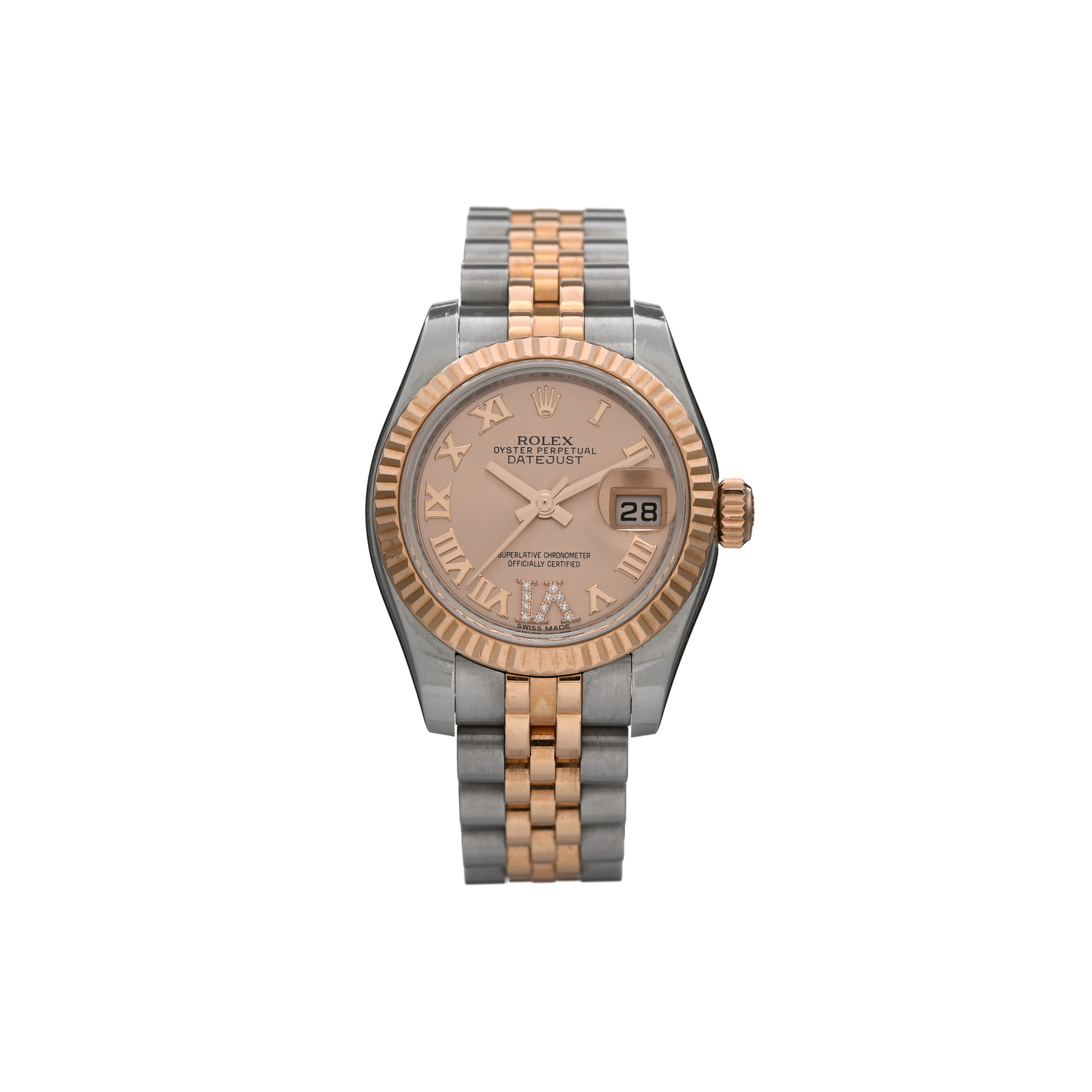 r*l*x stainless steel 18k everose gold Di*m*nd 26mm oyster perpetual datejust watch pink roman 179171