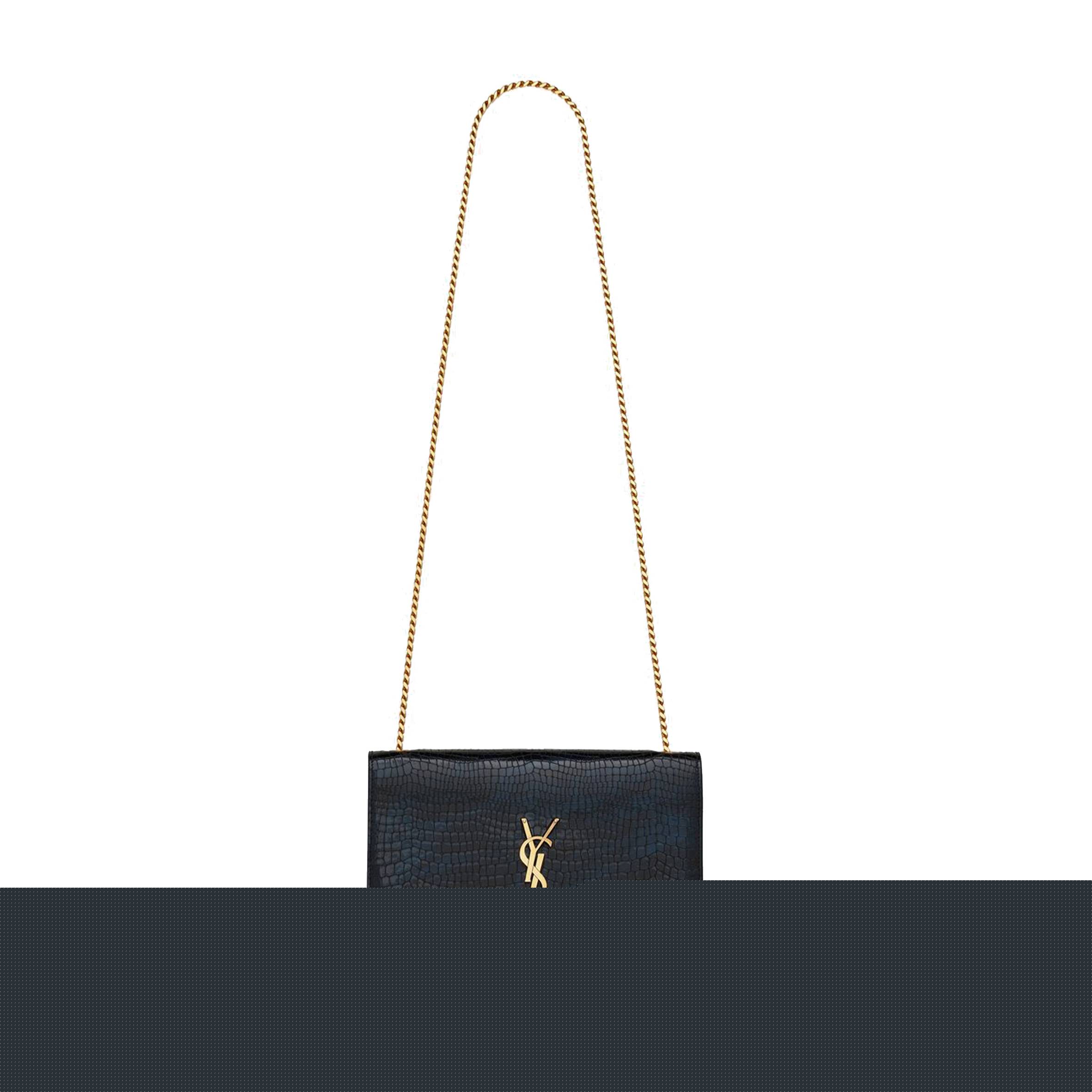 Y*L kate medium chain bag with tassel in shiny crocodile-embossed leather 354119aaay14083 (24*14.5*5.5cm)