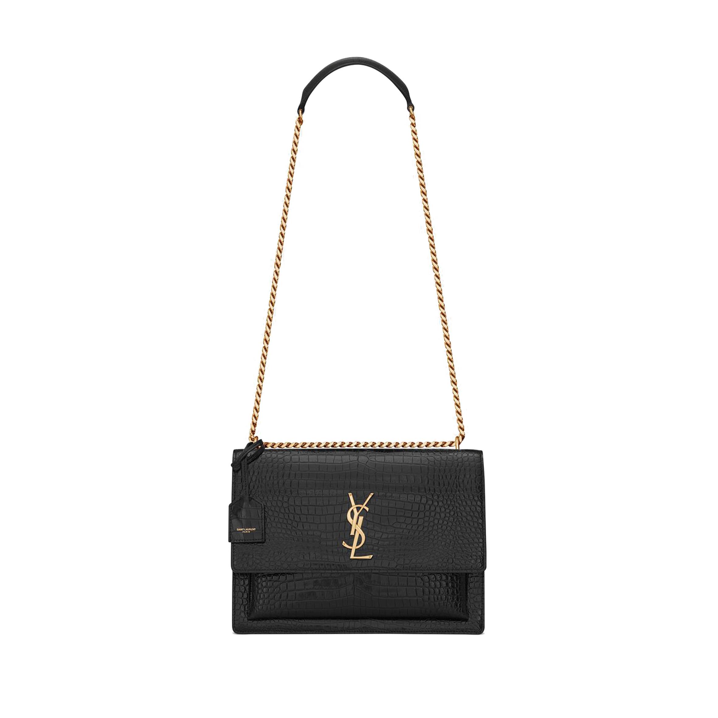 Y*L sunset large chain bag in crocodile-embossed shiny leather 498779dnd0j1000 (27*18*8cm)