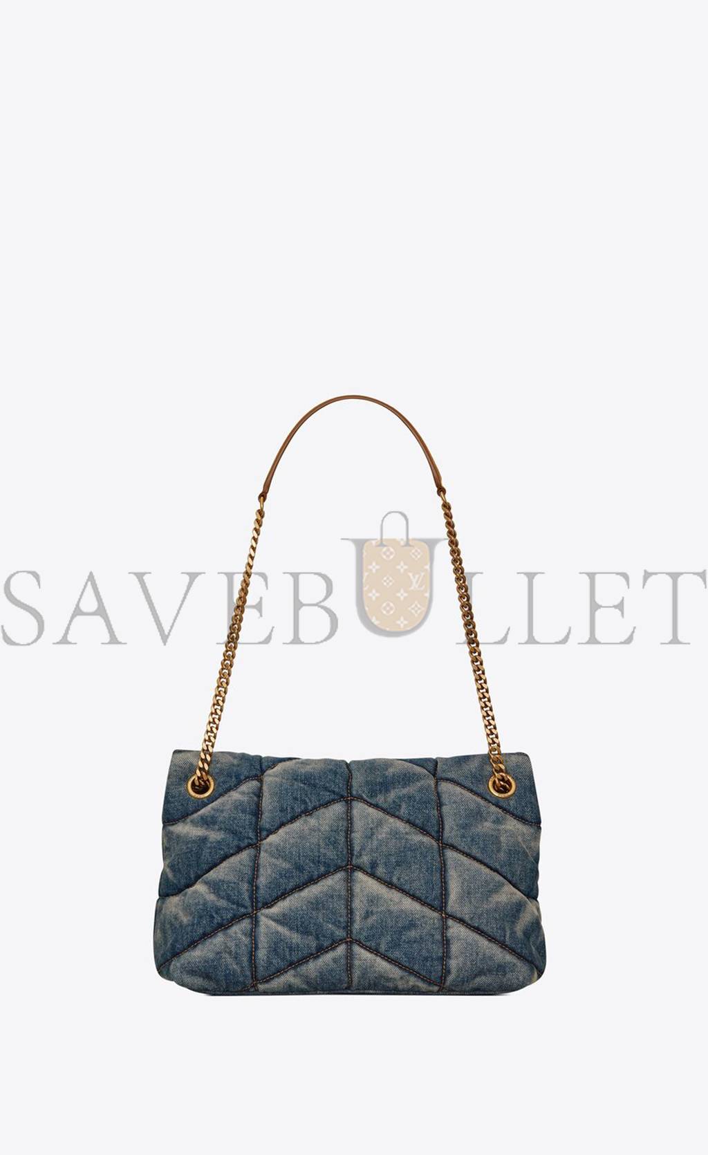Y*L puffer small chain bag in quilted vintage denim and suede 5774762pt674575 (29*17*11cm)