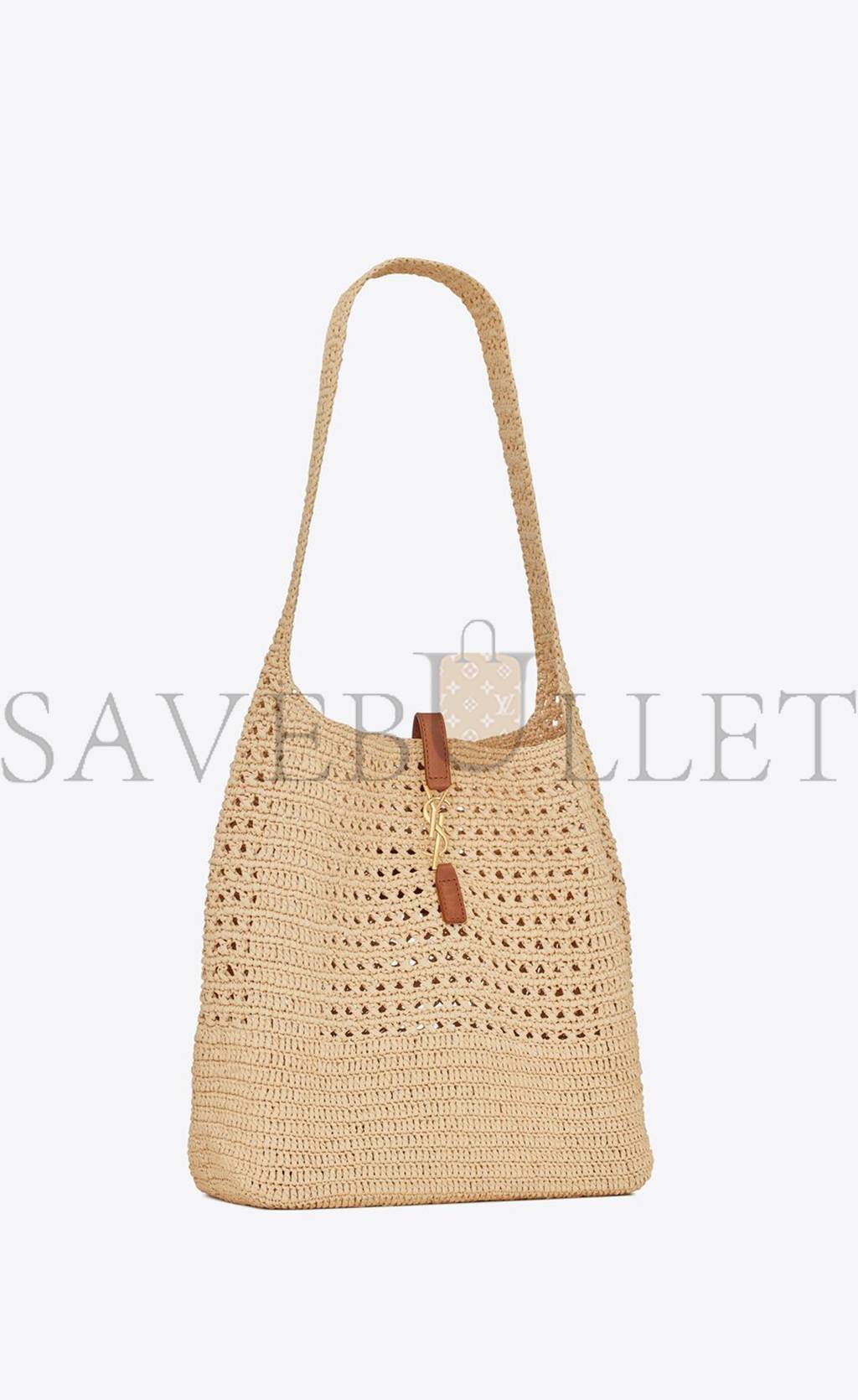 Y*L hobo raffia bag in crochet and smooth leather 690941gaaar2080 (37*30*14cm)
