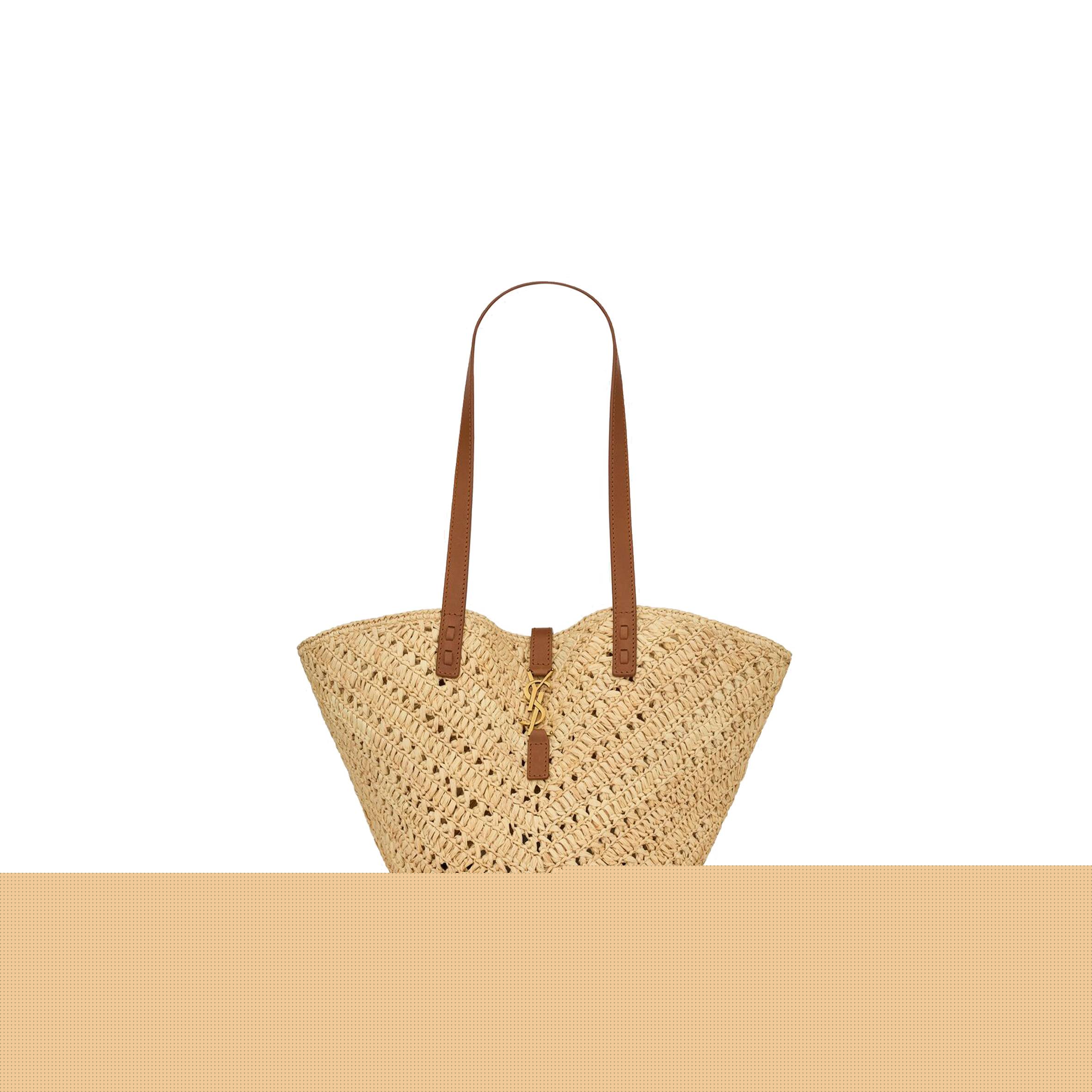 Y*L panier small in raffia and vegetable-tanned leather 751240gaadj2080 (38*21*20cm)