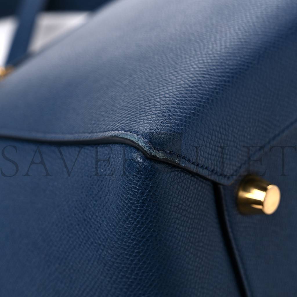 Ce**e grained calfskin mini belt bag deepsea (28*23*17cm)