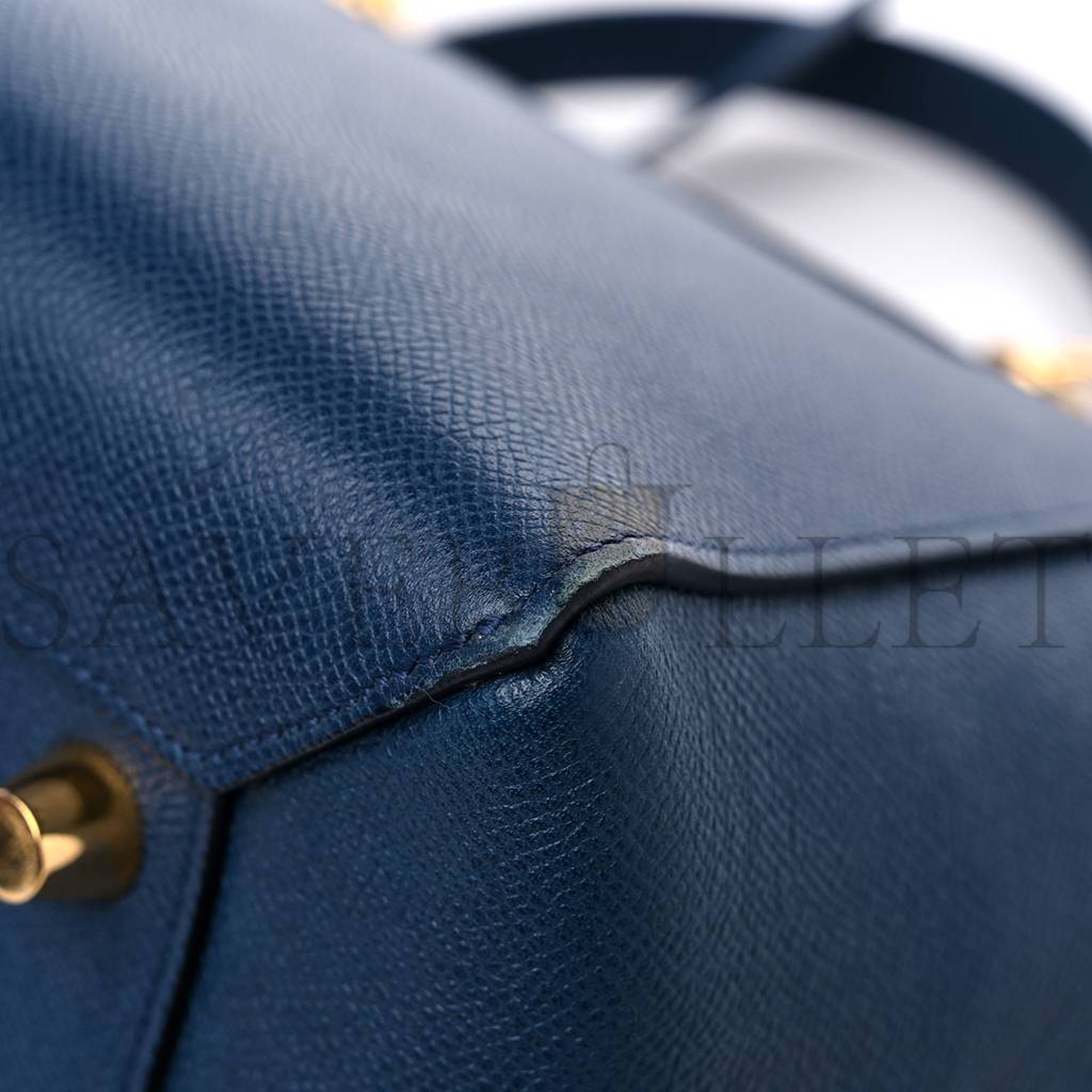 Ce**e grained calfskin mini belt bag deepsea (28*23*17cm)