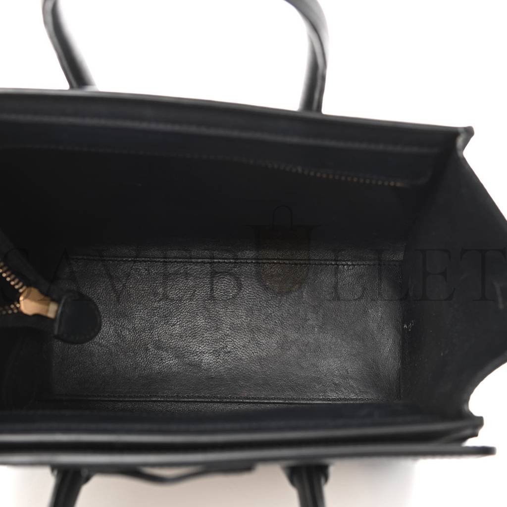 Ce**e bullhide calfskin nubuck bi-color nano luggage black white (20*20*10cm)