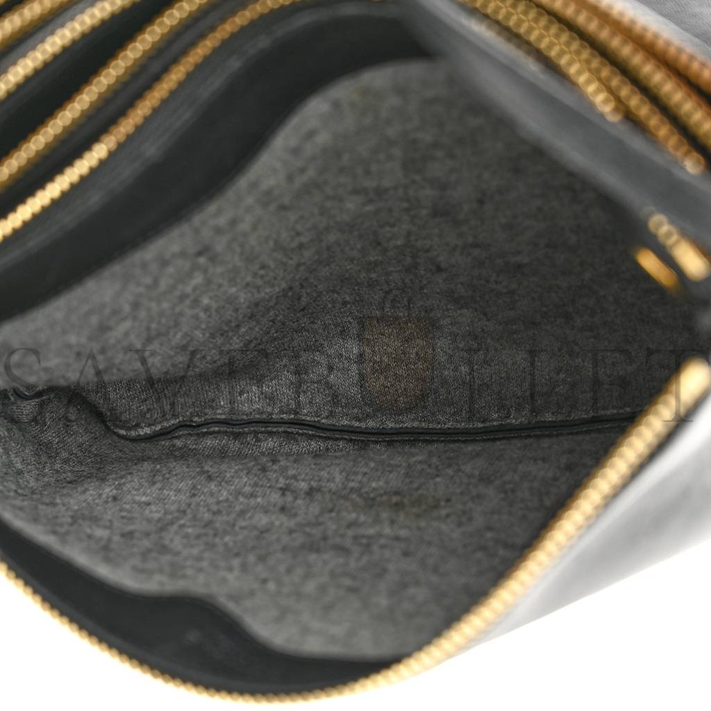 Ce**e lambskin small trio crossbody bag black (22*15*4cm)v