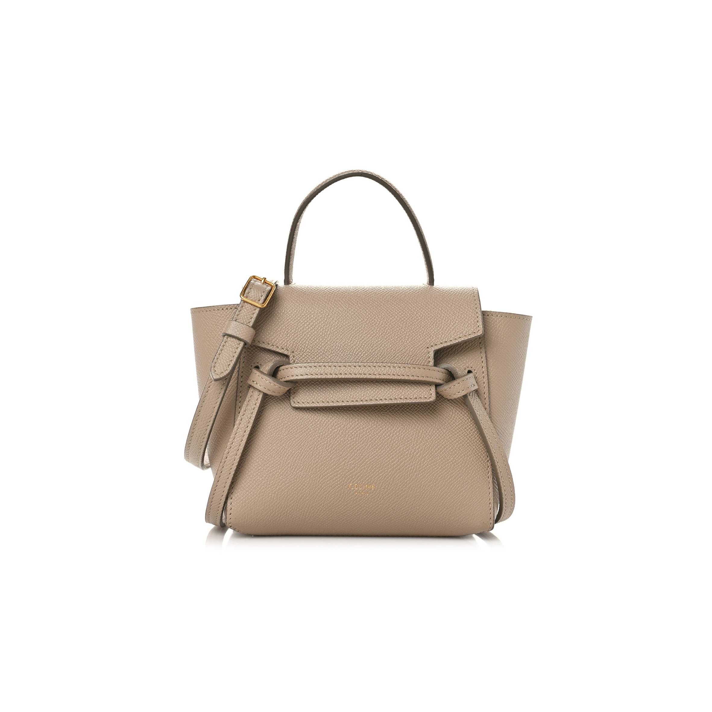 Ce**e grained calfskin pico belt bag light taupe (15*15*9cm)