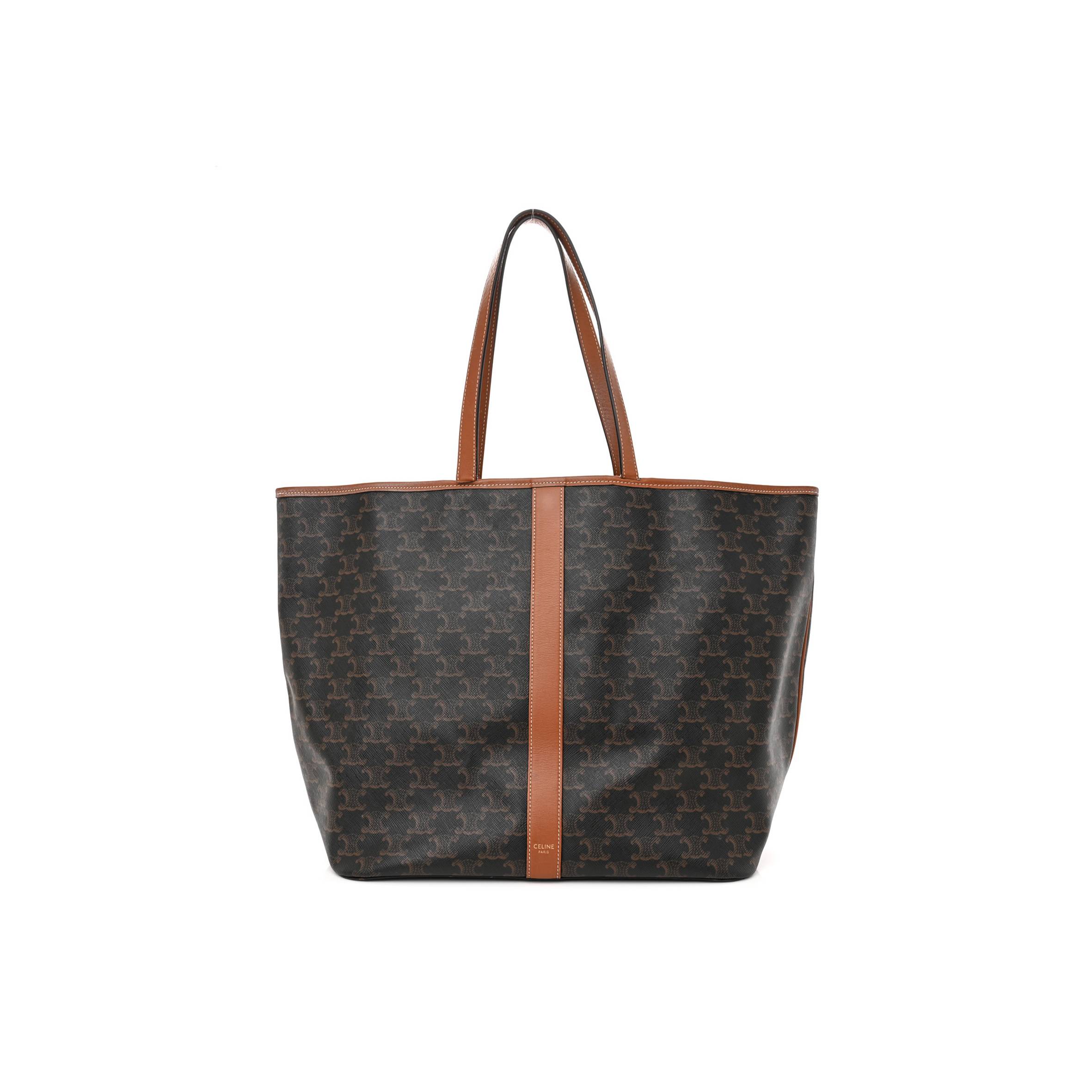 Ce**e triomphe canvas calfskin medium cabas bag tan (31*30*18cm)