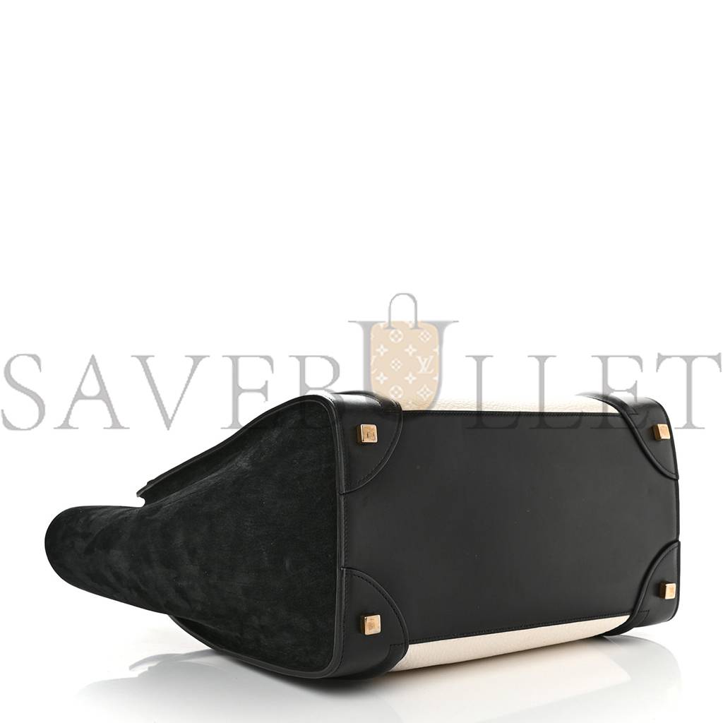 Ce**e bullhide calfskin mini bi-color luggage black white (34*30*17cm)