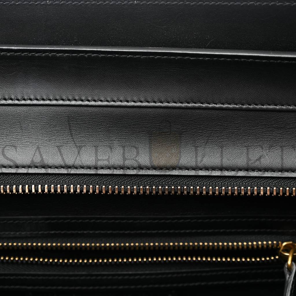 Ce**e bullhide calfskin mini bi-color luggage black white (34*30*17cm)