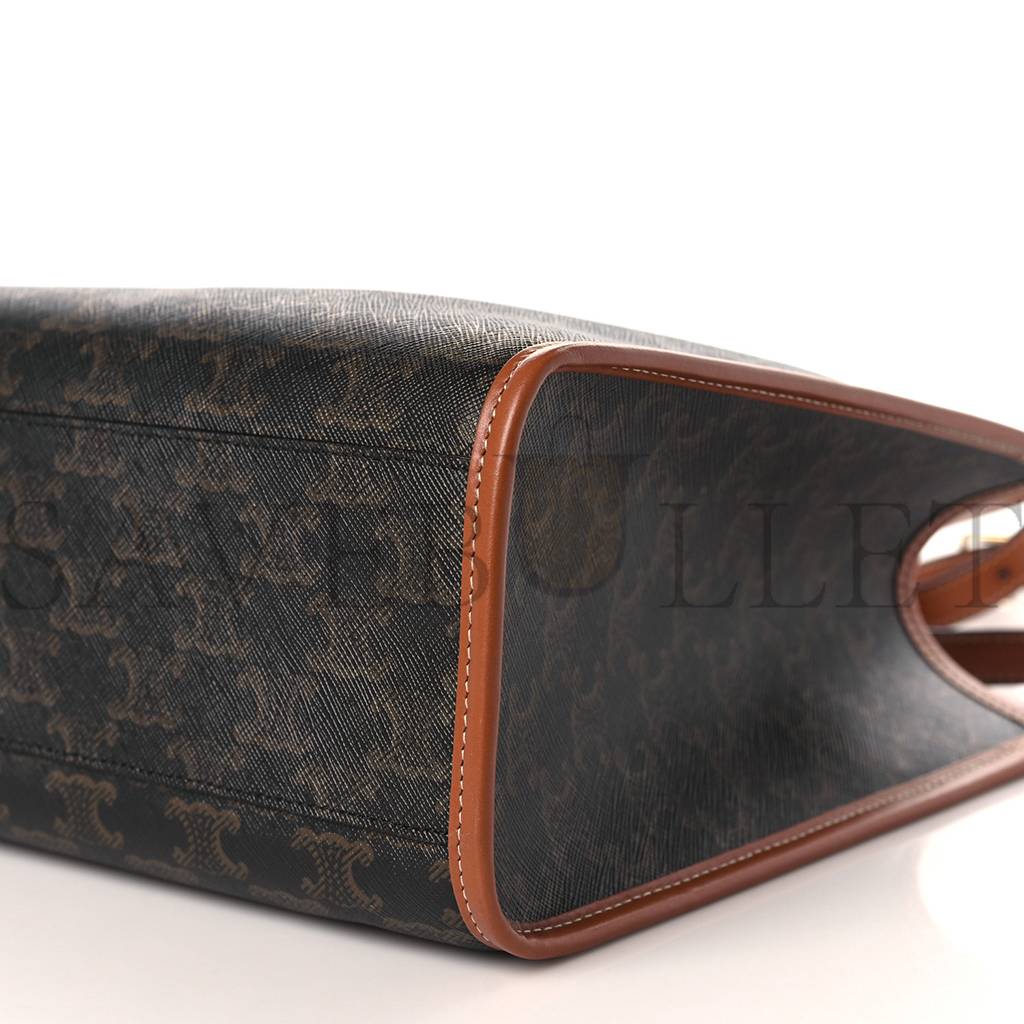 Ce**e triomphe canvas calfskin mini horizontal cabas tan (34*23*11cm)