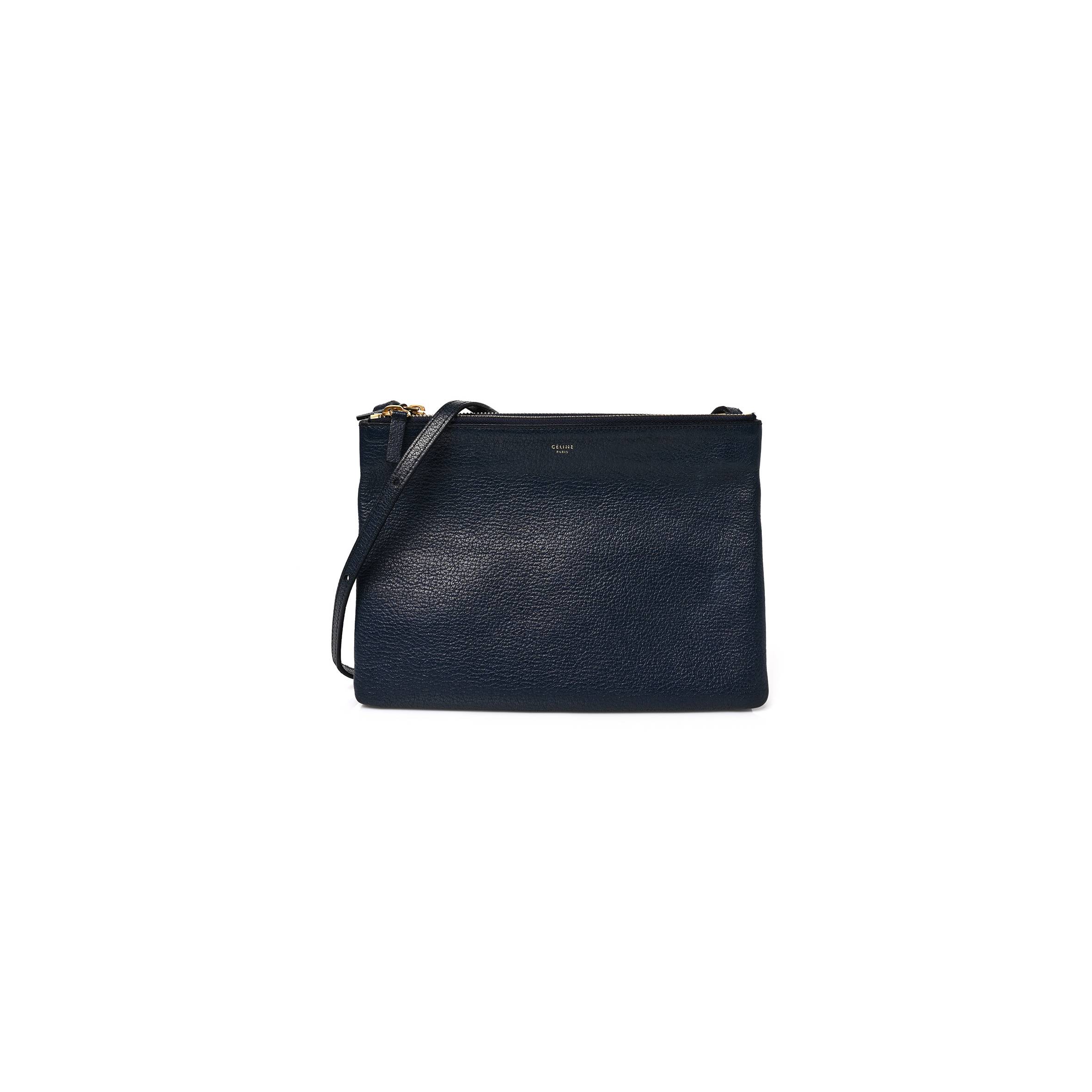 Ce**e goatskin large trio crossbody bag dark blue (24*18*3cm)