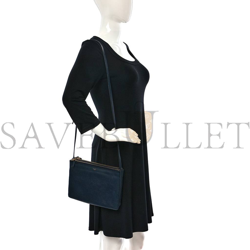 Ce**e goatskin large trio crossbody bag dark blue (24*18*3cm)