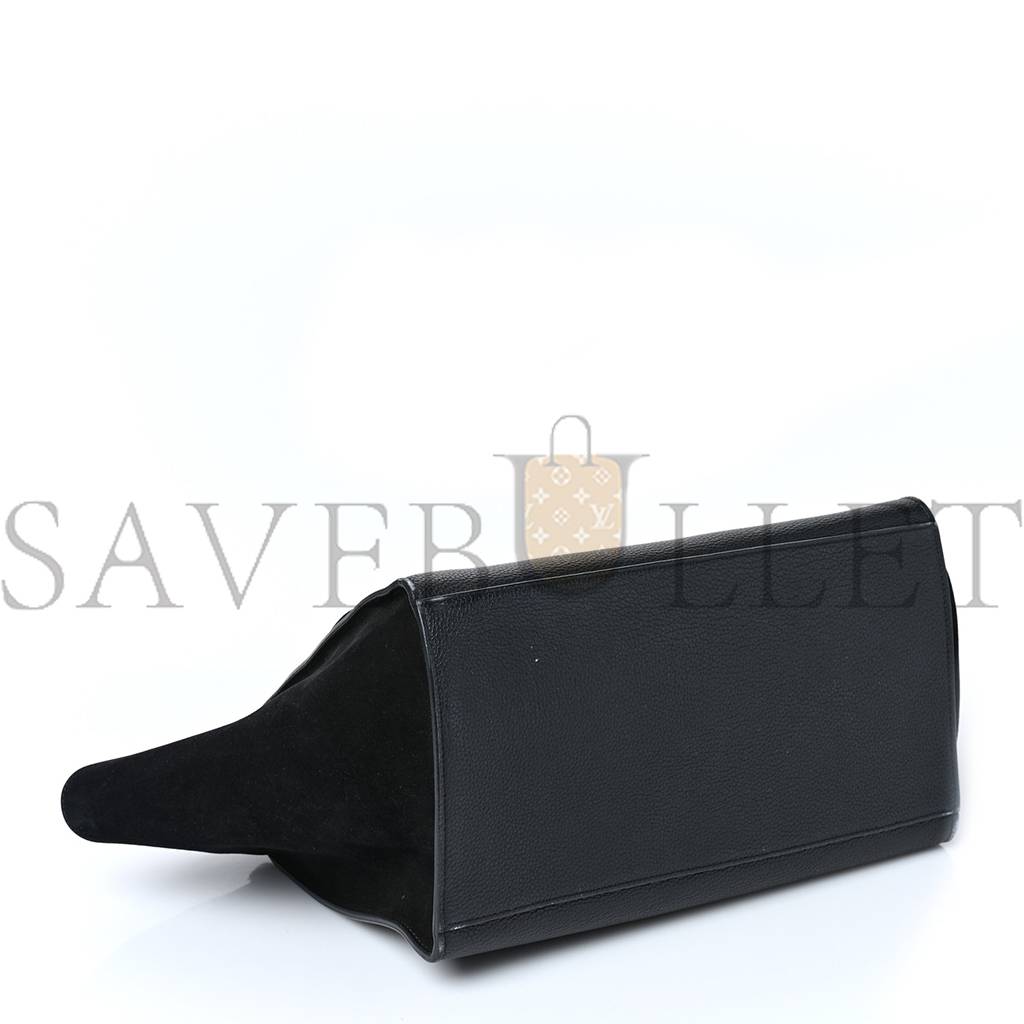 Ce**e drummed calfskin suede medium trapeze black (30*22*18cm)