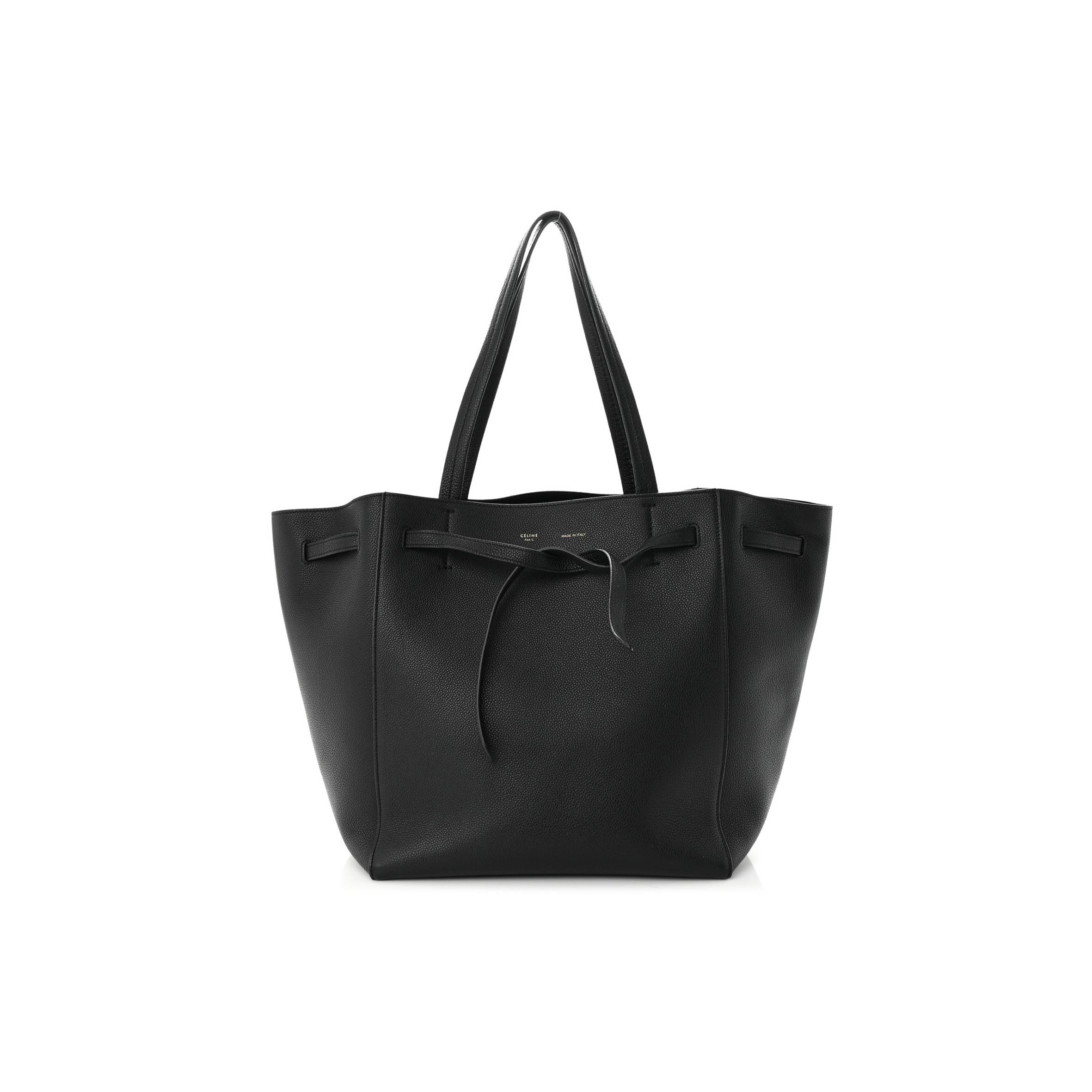 Ce**e soft grained calfskin small belt cabas phantom black (29*27*17cm)