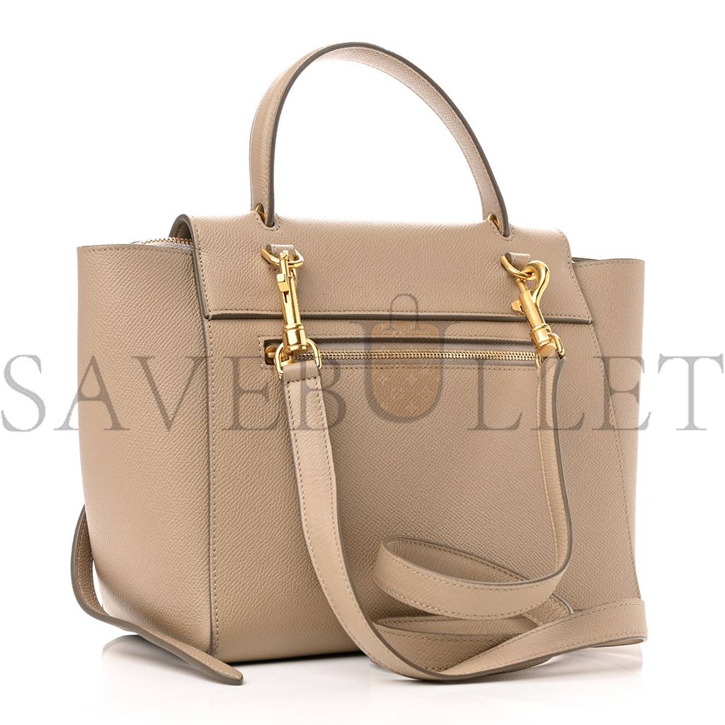 Ce**e grained calfskin micro belt bag light taupe (23*22*13cm)