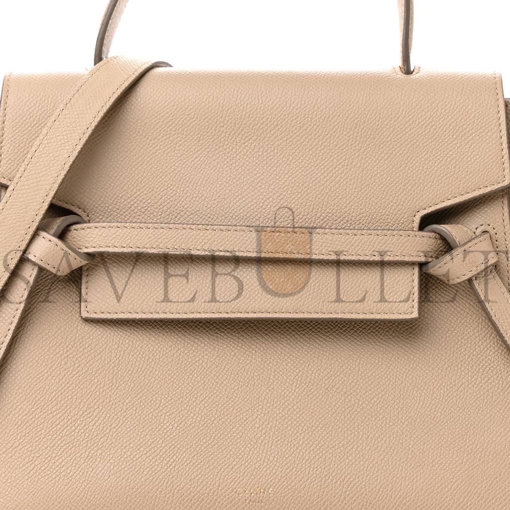 Ce**e grained calfskin micro belt bag light taupe (23*22*13cm)