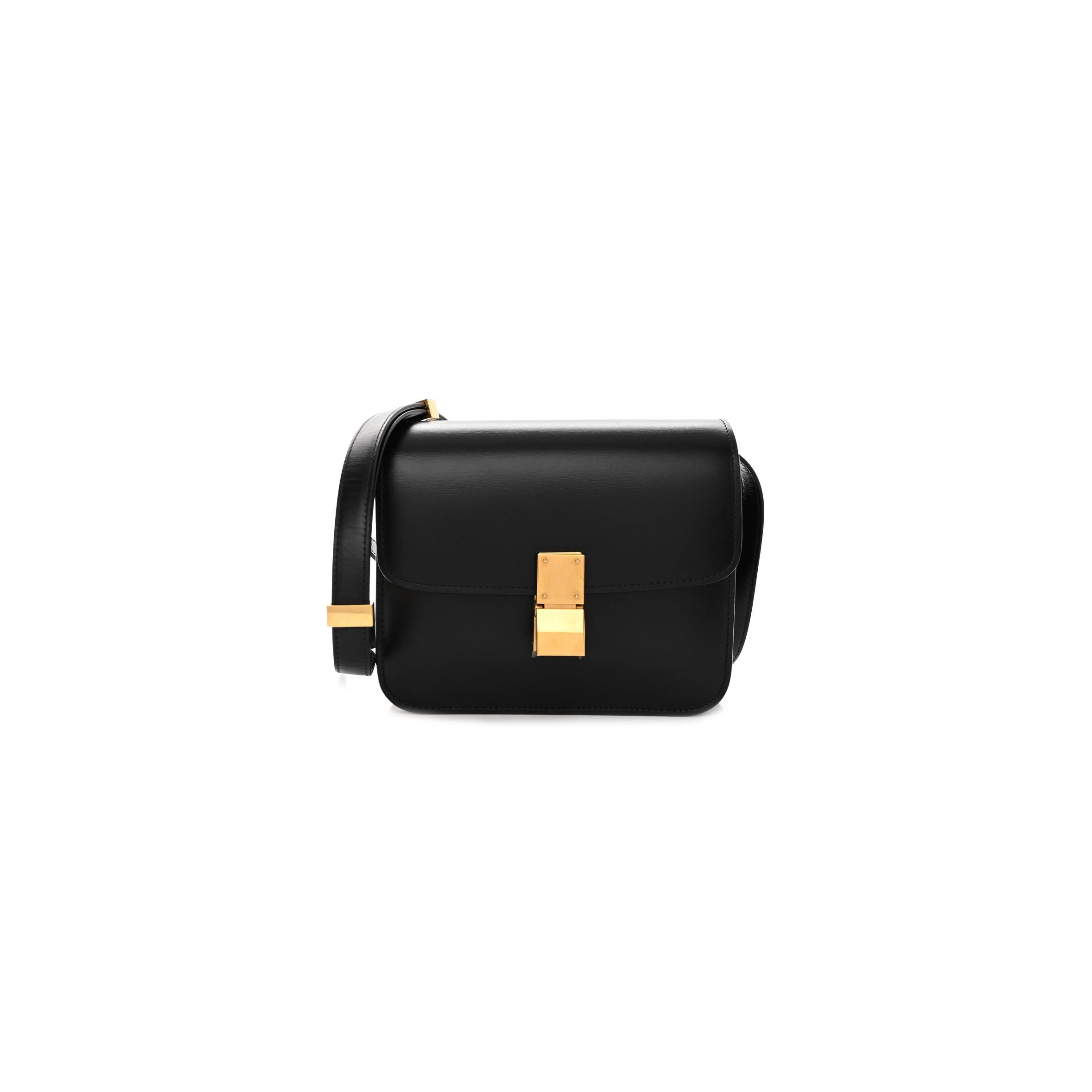 Ce**e box calfskin teen classic box flap bag black (18*15*6cm)