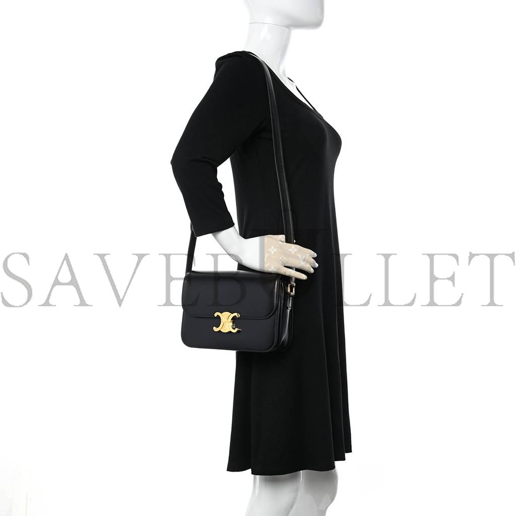 Ce**e shiny calfskin medium triomphe black (23*15*5cm)