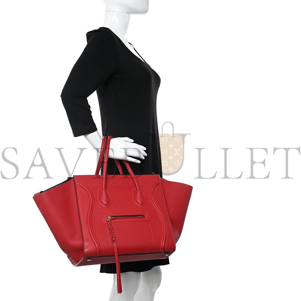 Ce**e baby grained calfskin medium phantom luggage carmin (30*28*26cm)