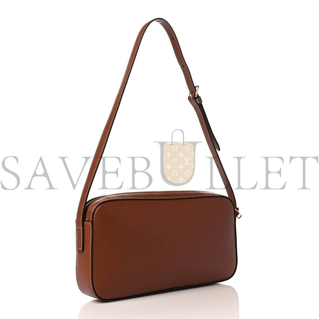 Ce**e smooth calfskin cuir triomphe camera shoulder bag tan (27*13*4cm)