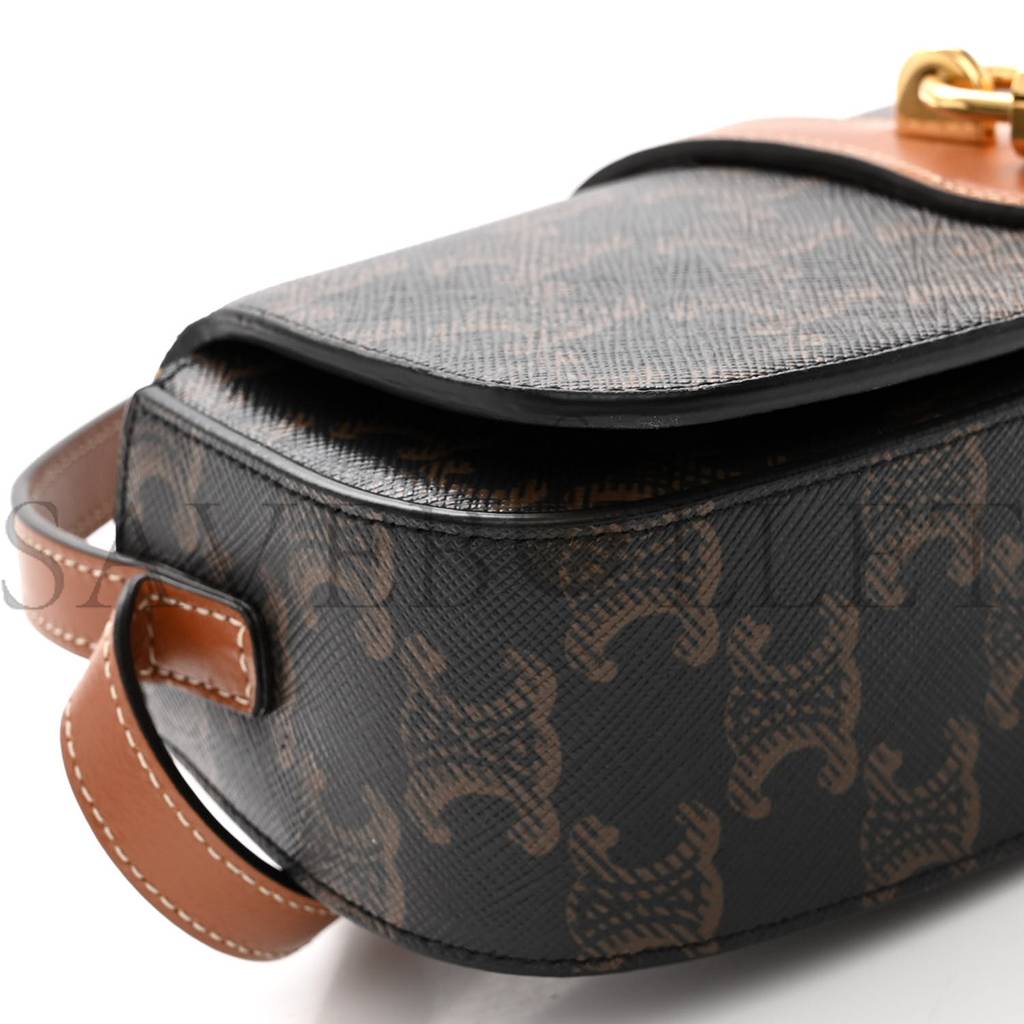 Ce**e triomphe canvas calfskin tabou clutch on strap tan (20*9*5cm)