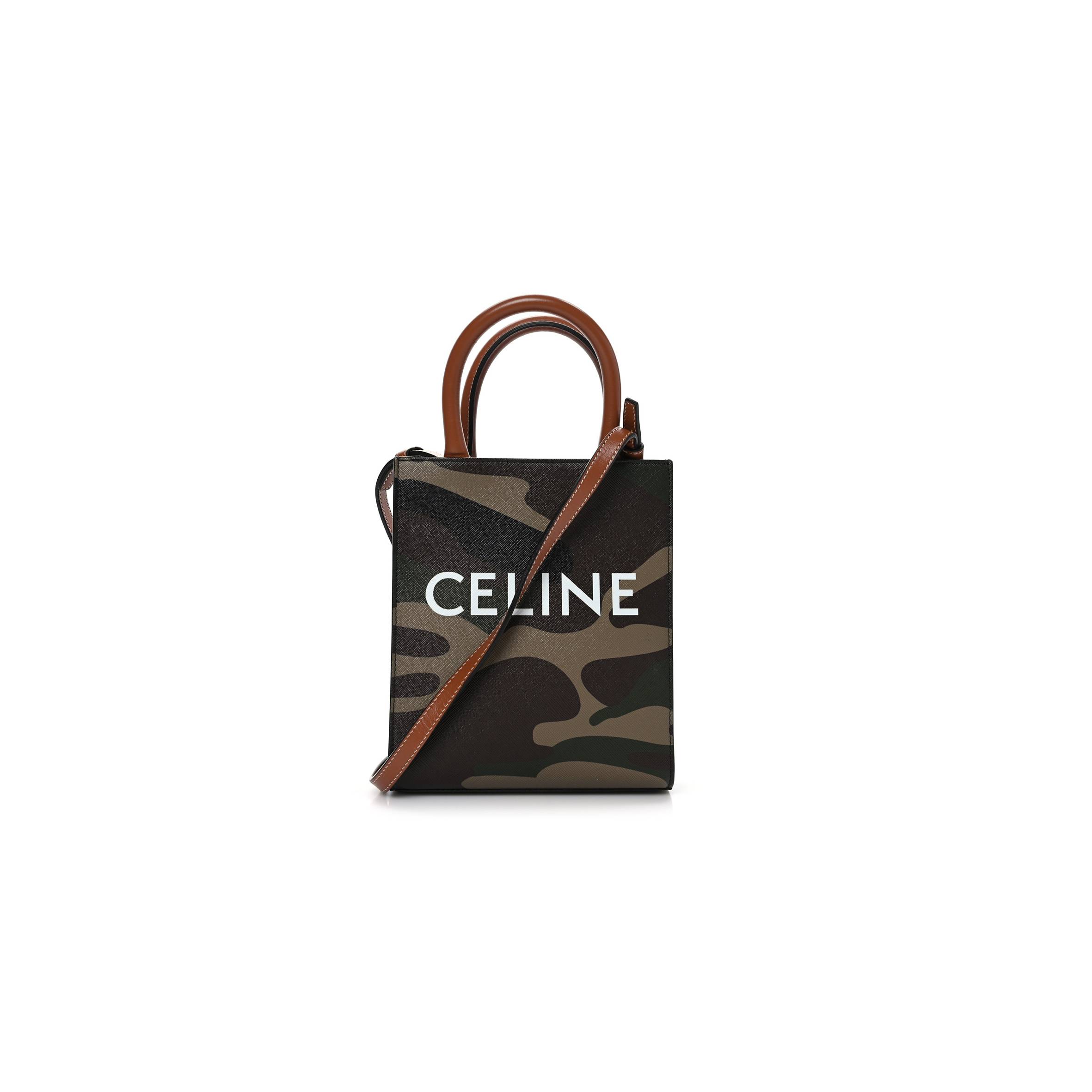 Ce**e canvas calfskin mini vertical cabas khaki (20*17*6cm)