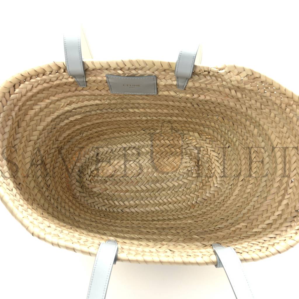 Ce**e raffia calfskin triomphe medium panier soft blue (25*25*13cm)