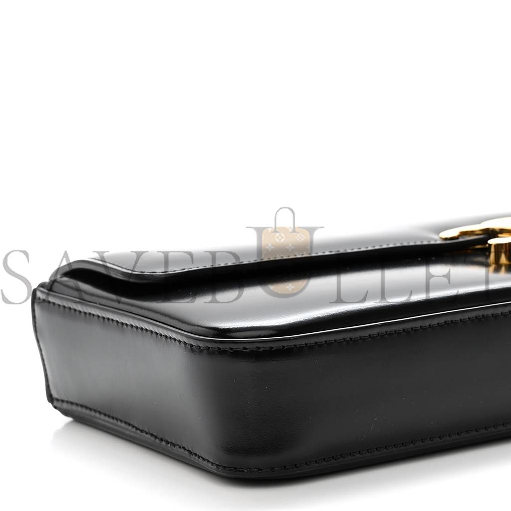 Ce**e shiny calfskin triomphe chain bag black (30*13*4cm)