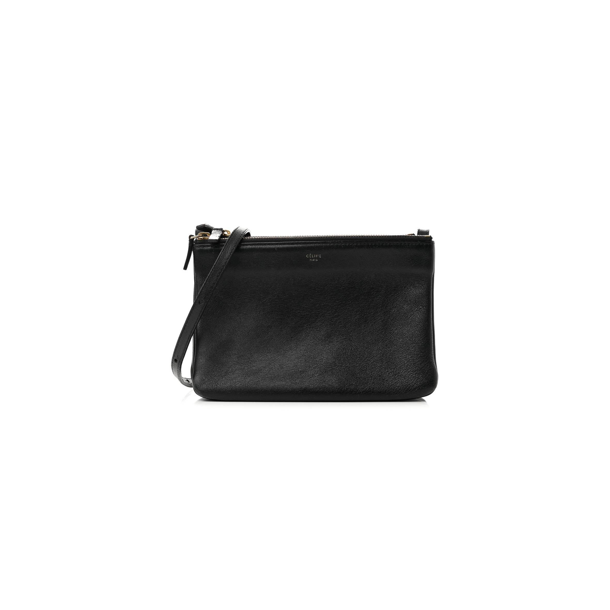Ce**e lambskin small trio crossbody bag black (22*14*4cm)