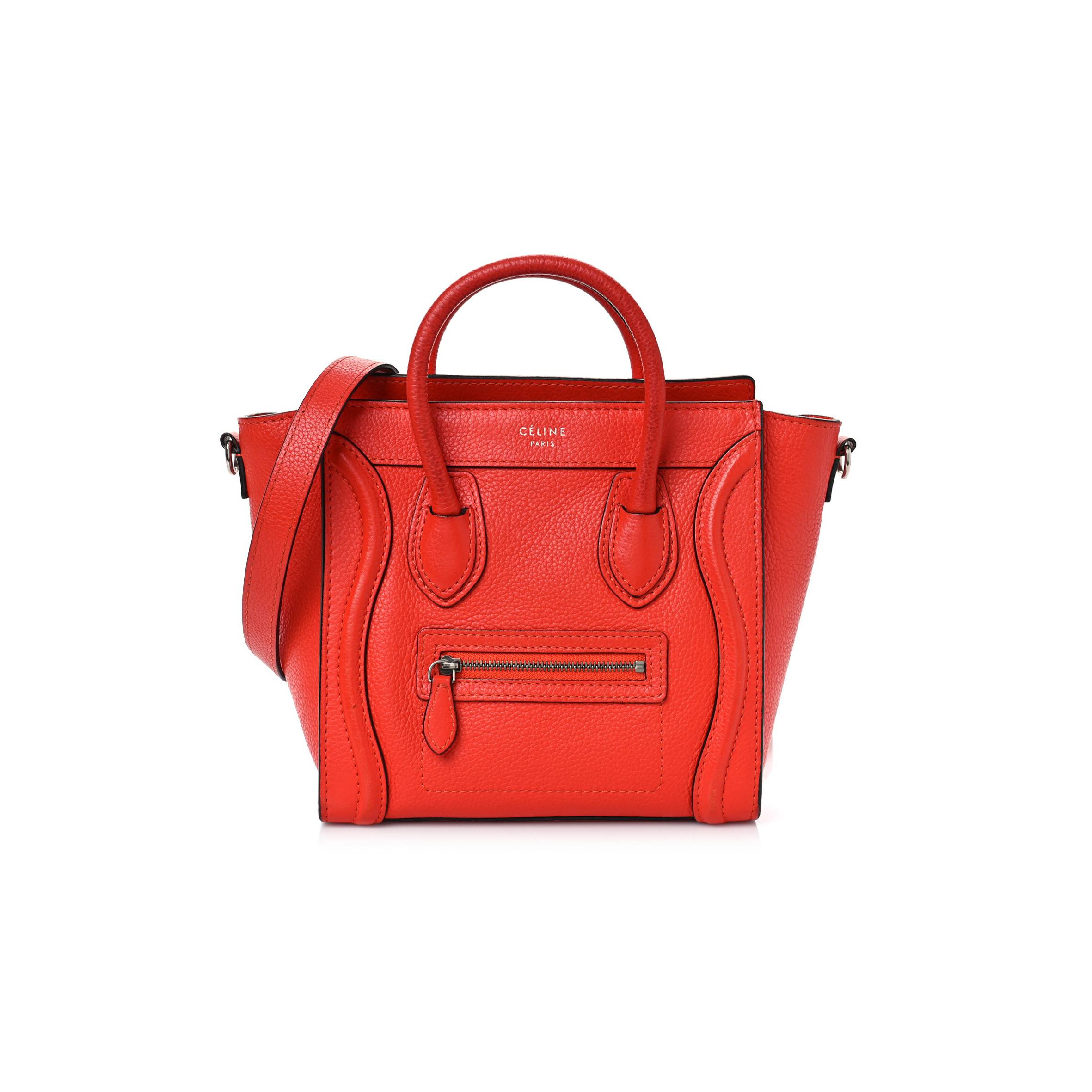 Ce**e drummed calfskin nano luggage vermillion (20*20*10cm)