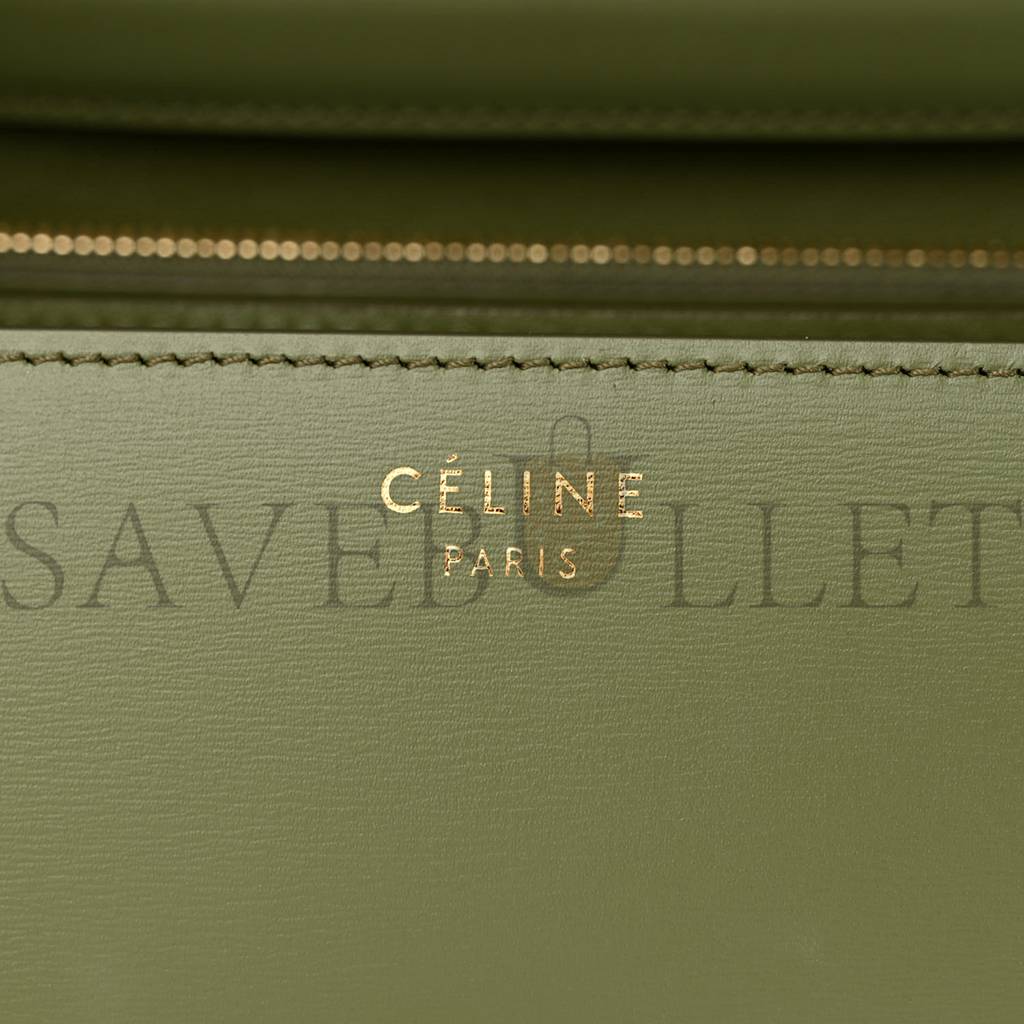 Ce**e box calfskin classic box medium flap bag army green (23*18*6cm)