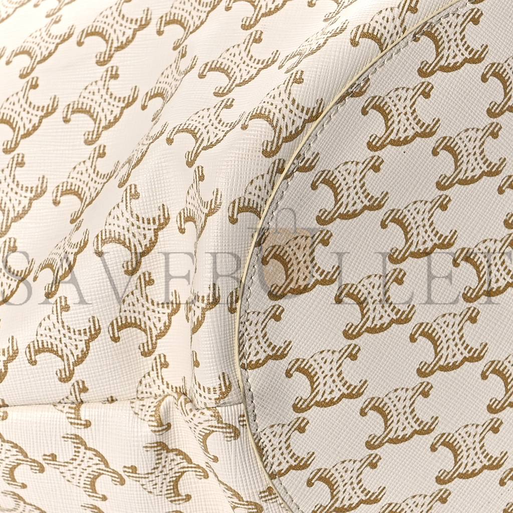 Ce**e calfskin canvas triomphe large couffin white (31*23*20cm)