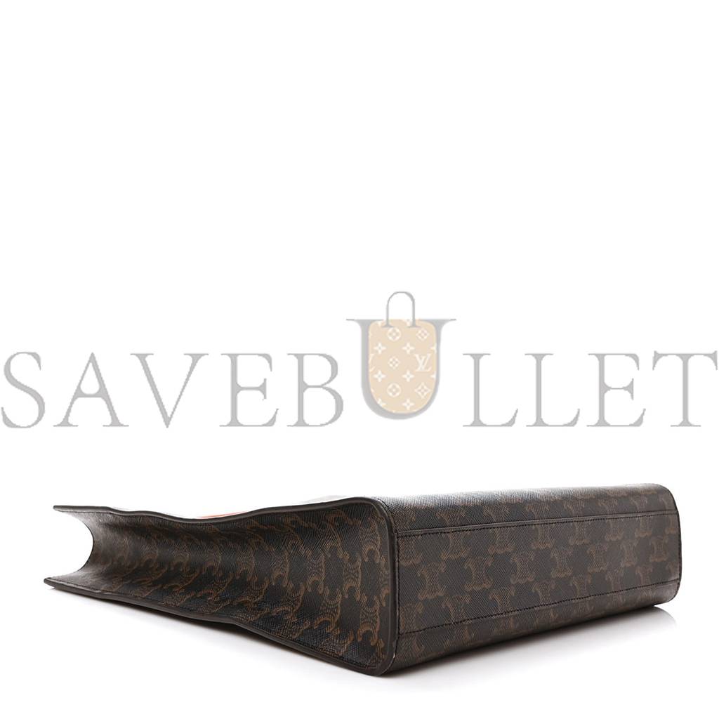 Ce**e triomphe canvas calfskin small vertical cabas tan (32*29*8cm)